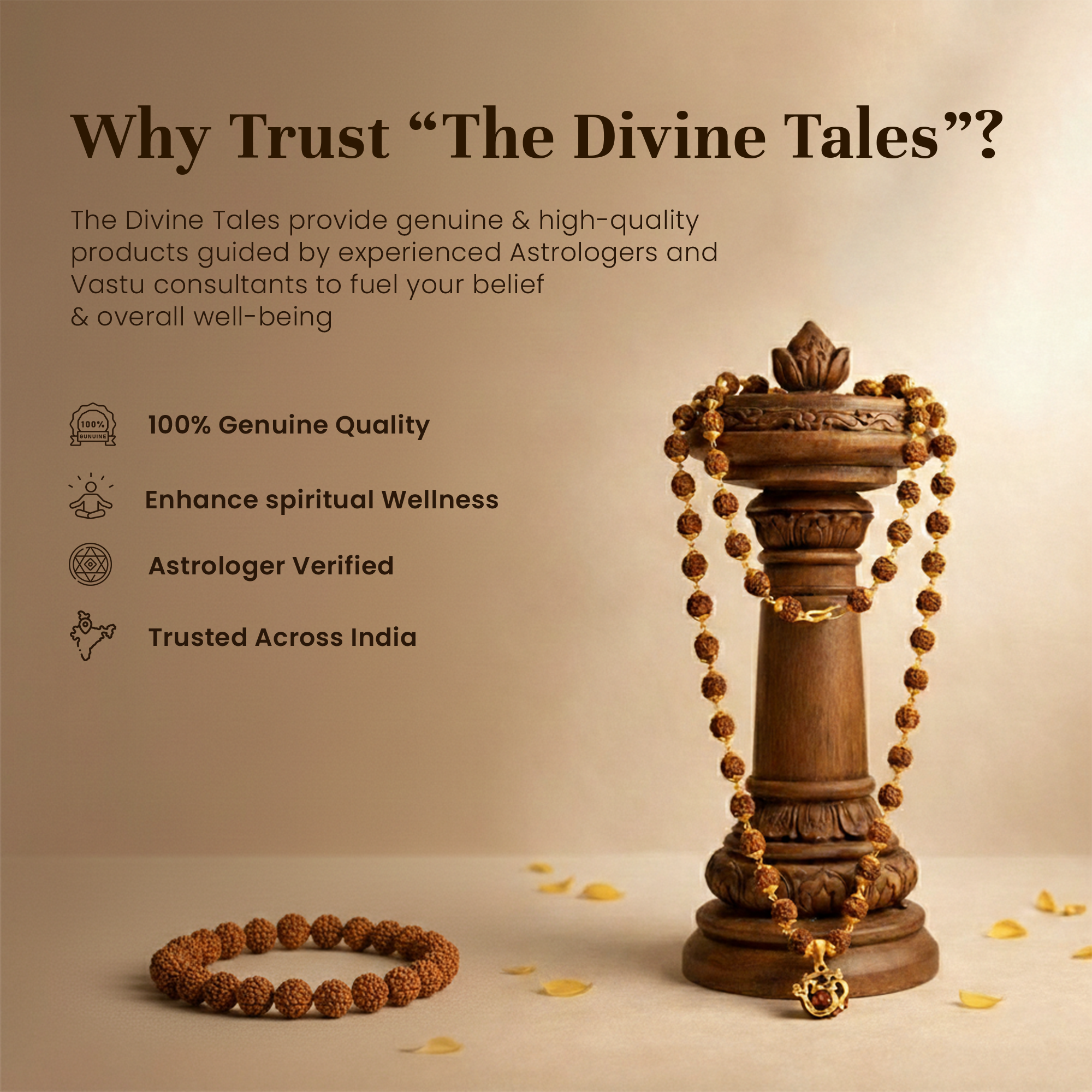 Rudraksha Golden Cap Mala with Single Rudraksha Bead & 5 Mukhi Rudraksha Bracelet Combo