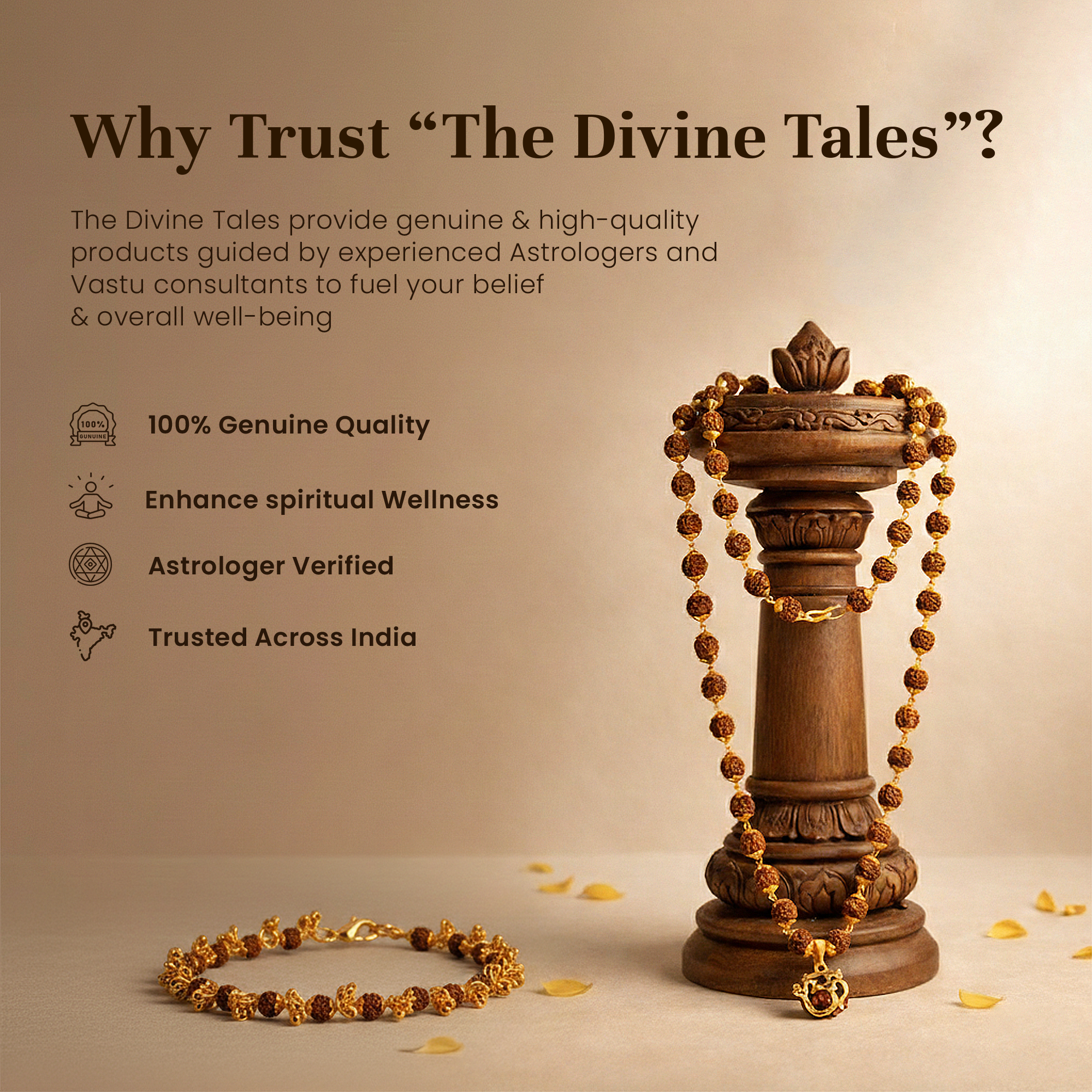 Rudraksha Golden Cap Mala with Single Rudraksha Bead & Rudraksha Gold Plated Charm Bracelet Combo