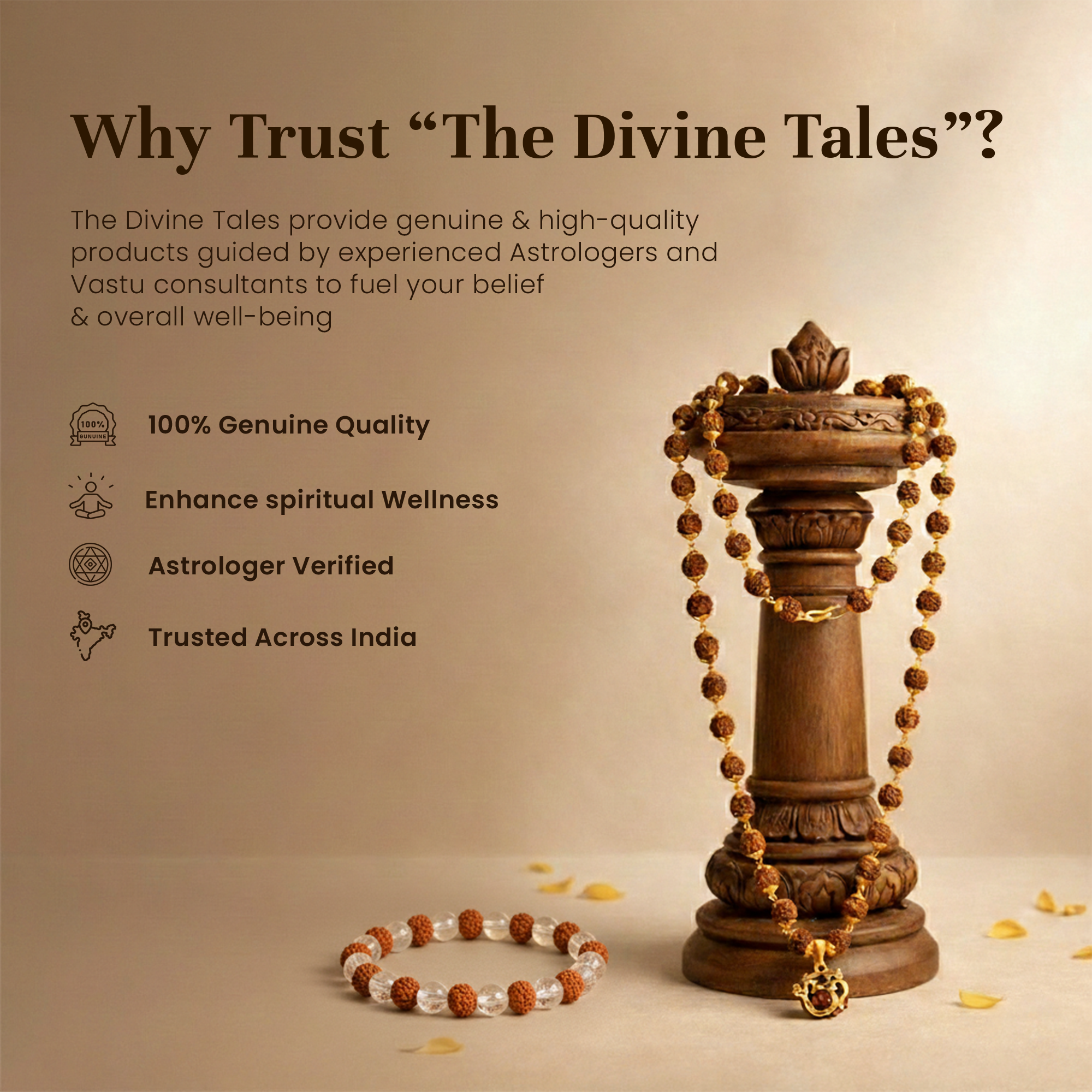 Rudraksha Golden Cap Mala with Single Rudraksha Bead & Rudraksha-Sphatik Bracelet Combo