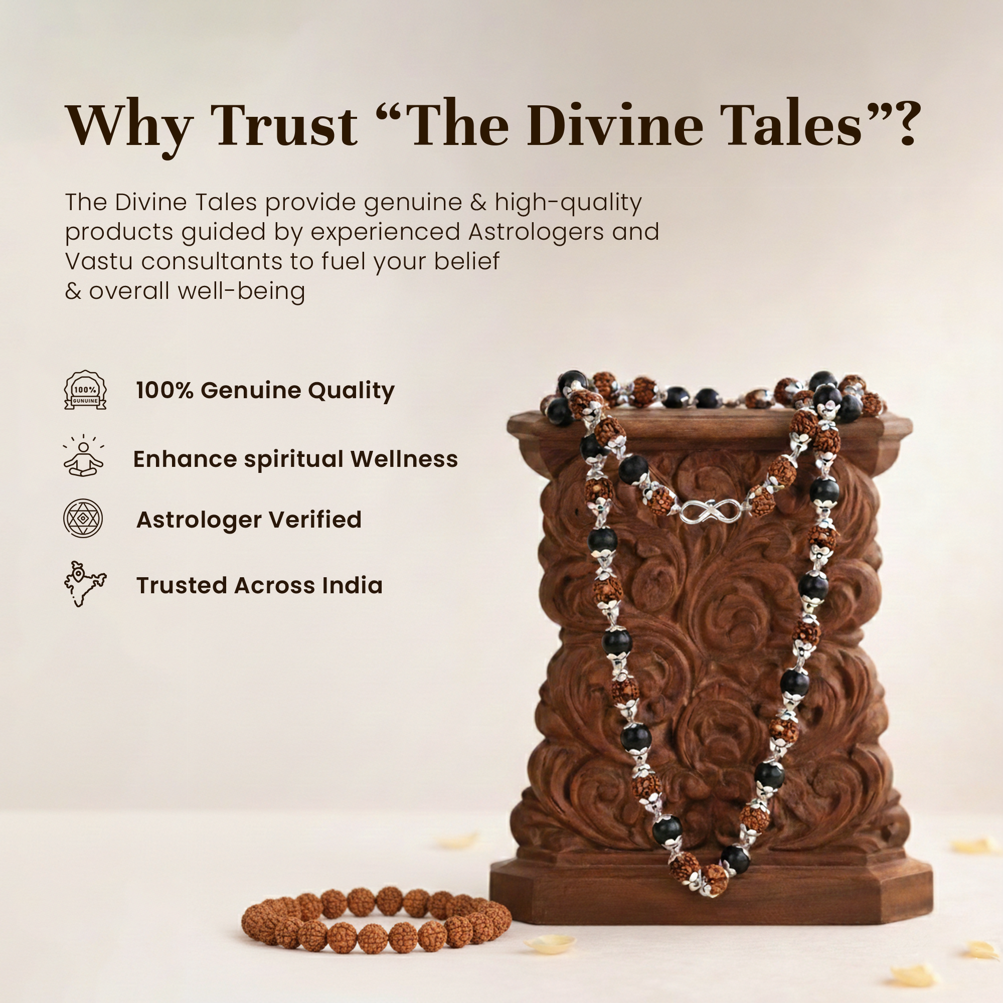 Shiv Shakti Karungali & Rudraksha Cap Mala and 5 Mukhi Rudraksha Bracelet Combo