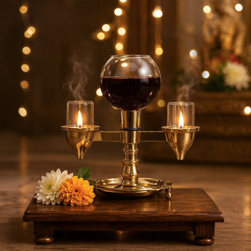 Two-Sided Brass Akhand Diya