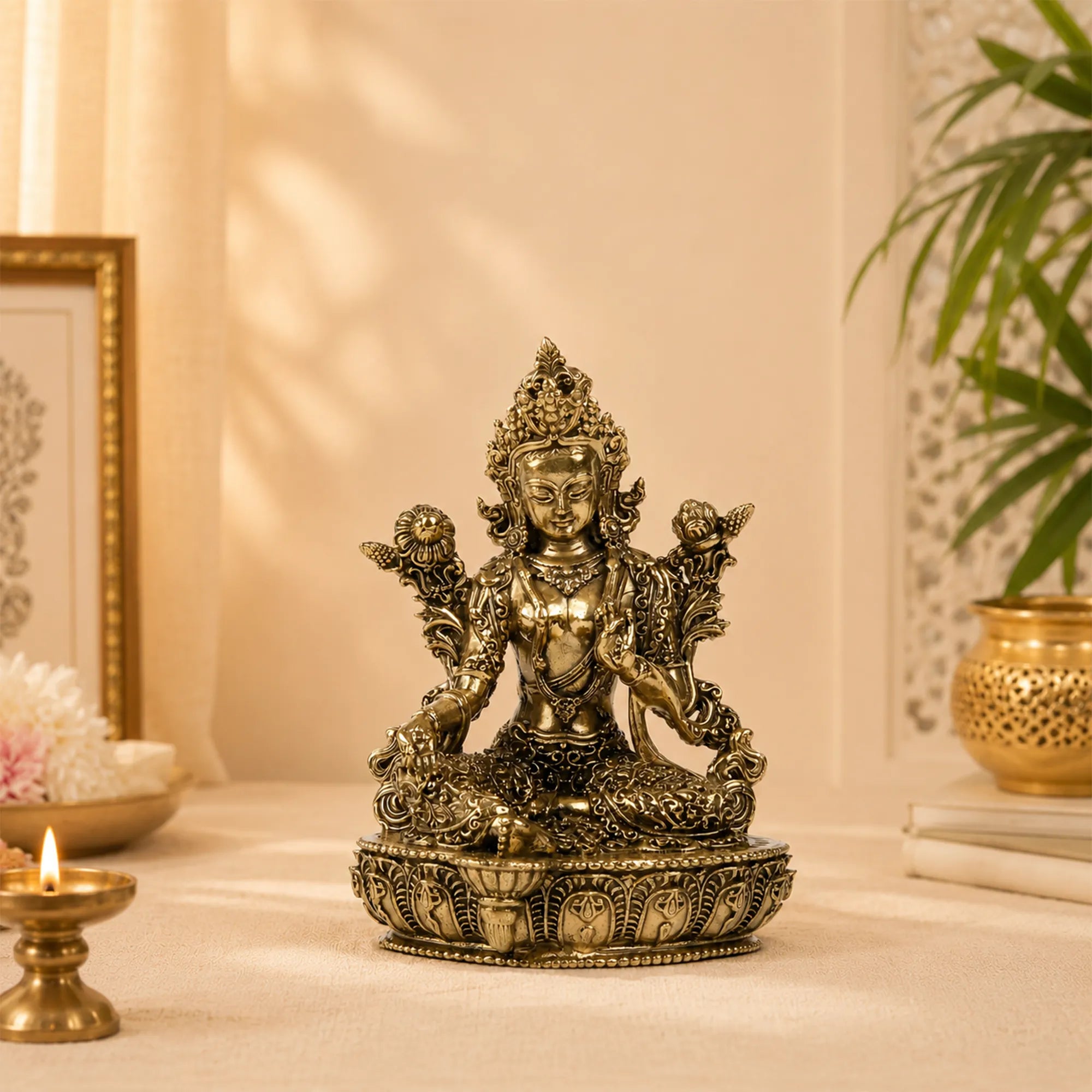 Goddess Green Tara Brass Statue