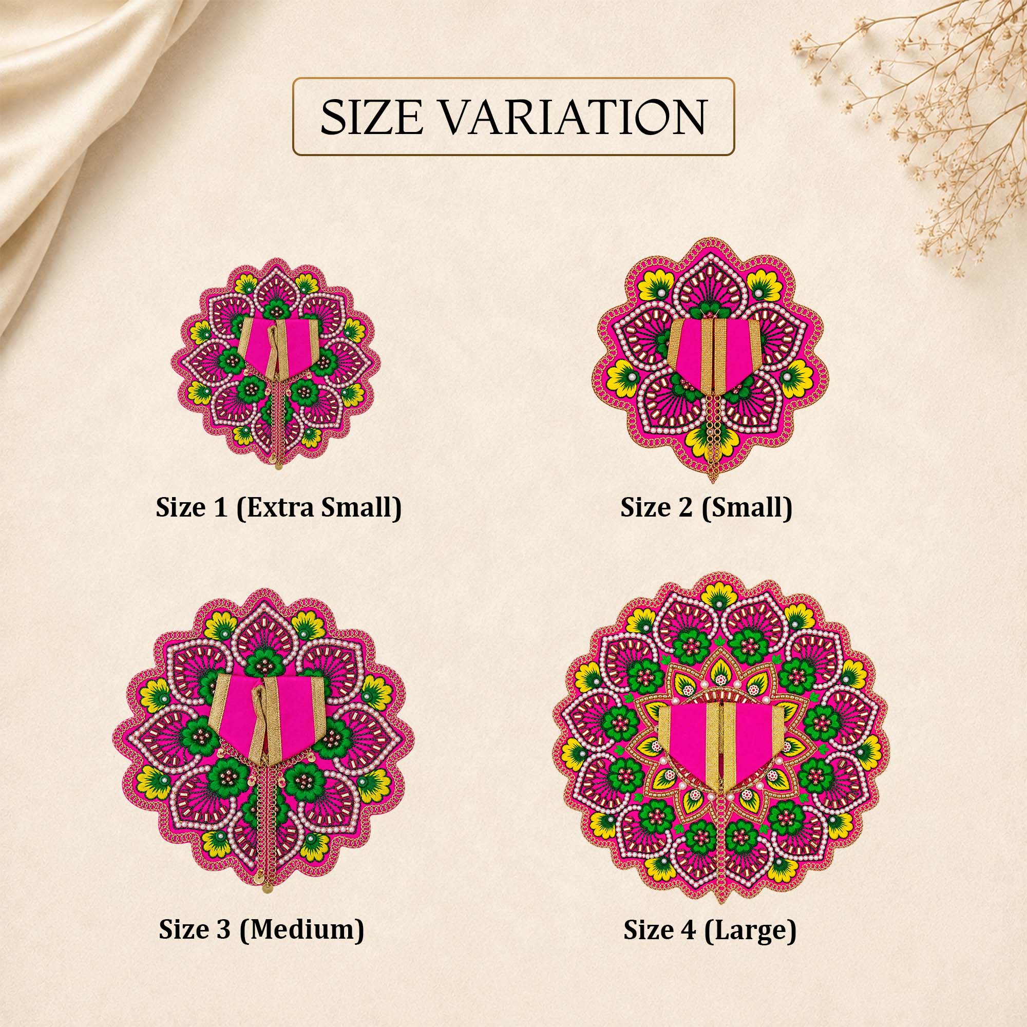 Floral Pink-Yellow Laddu Gopal Dress