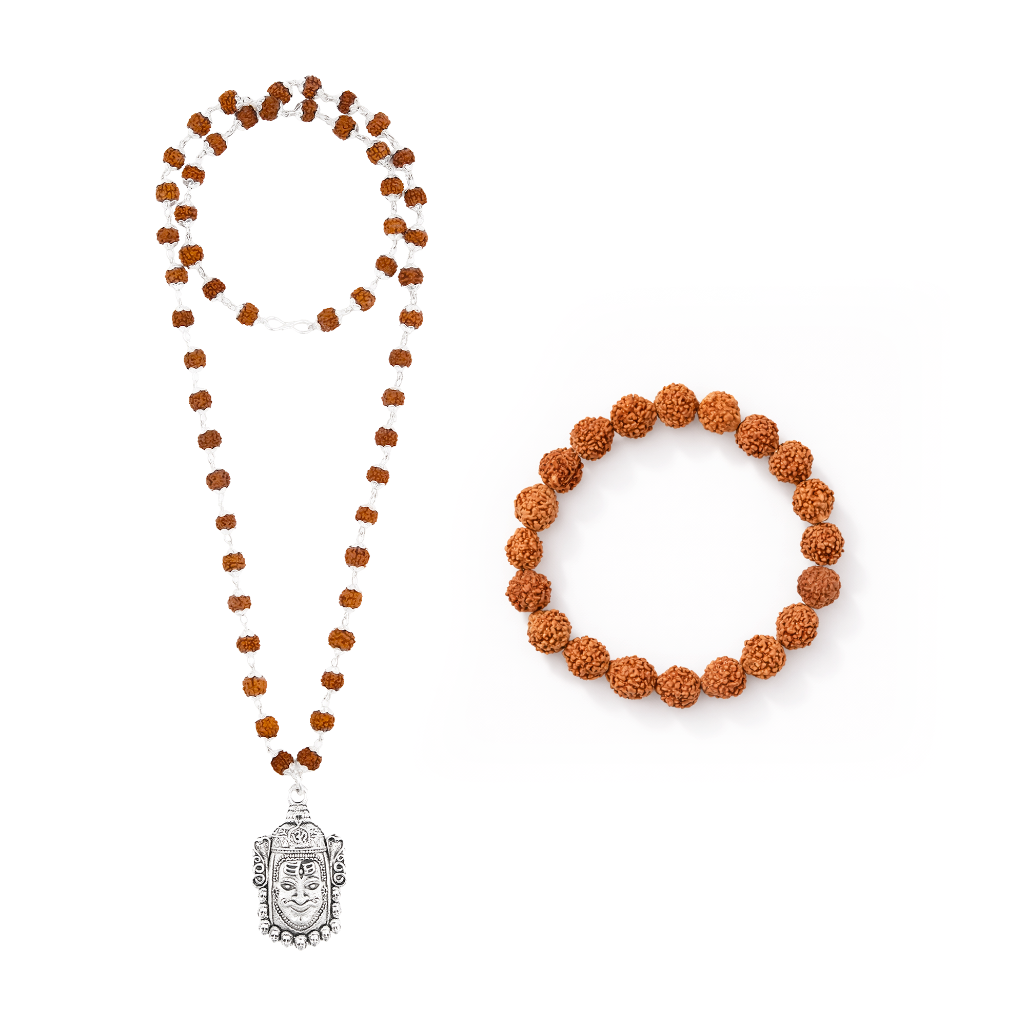 Mahakaal Shakti Rudraksha Cap Mala & 5 Mukhi Rudraksha Bracelet Combo