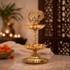 2-tier Brass Peacock Oil Lamp