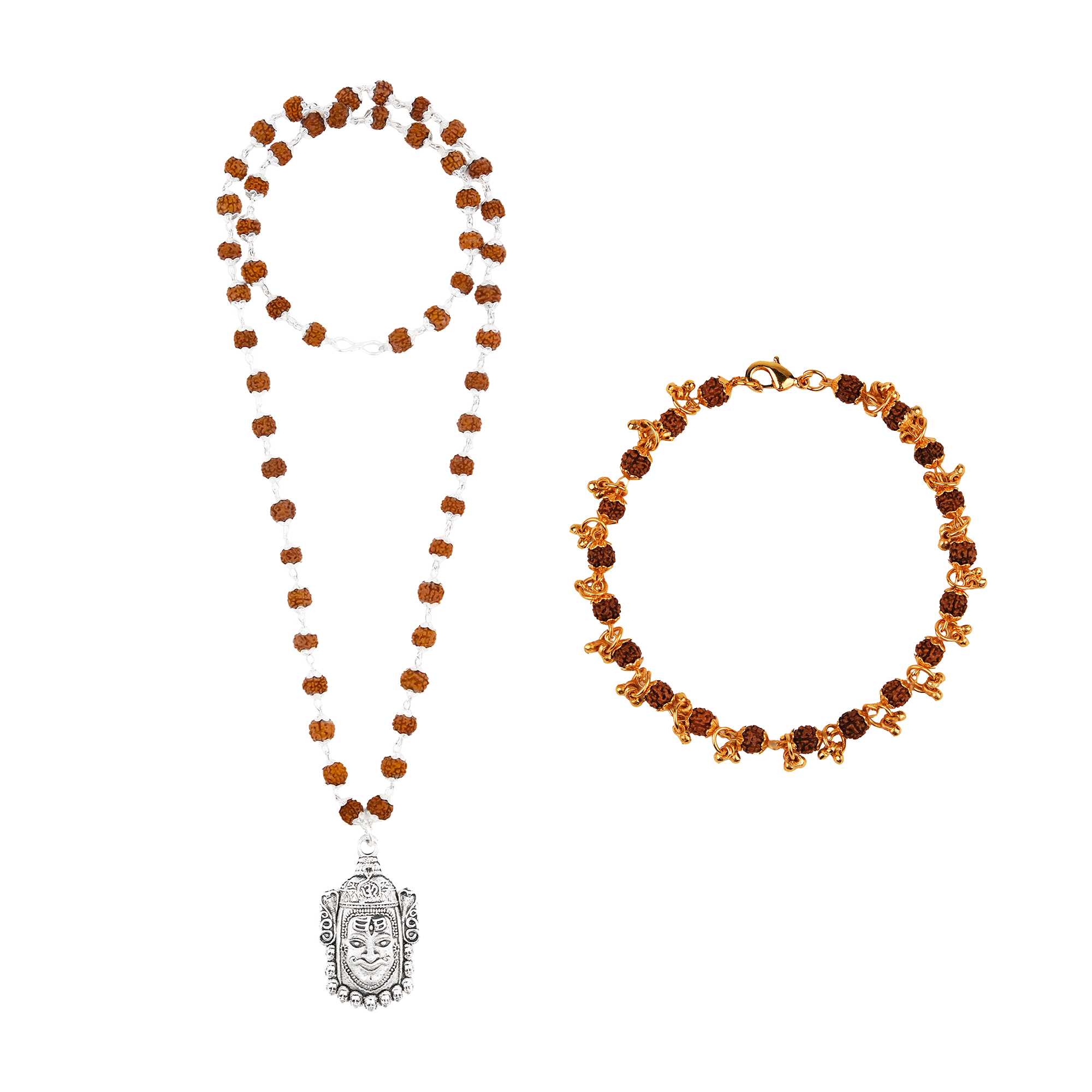 Mahakaal Shakti Rudraksha Cap Mala & Raksha Rudraksha Charm Bracelet Combo