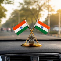 Brass National flag with Ashok Stambh