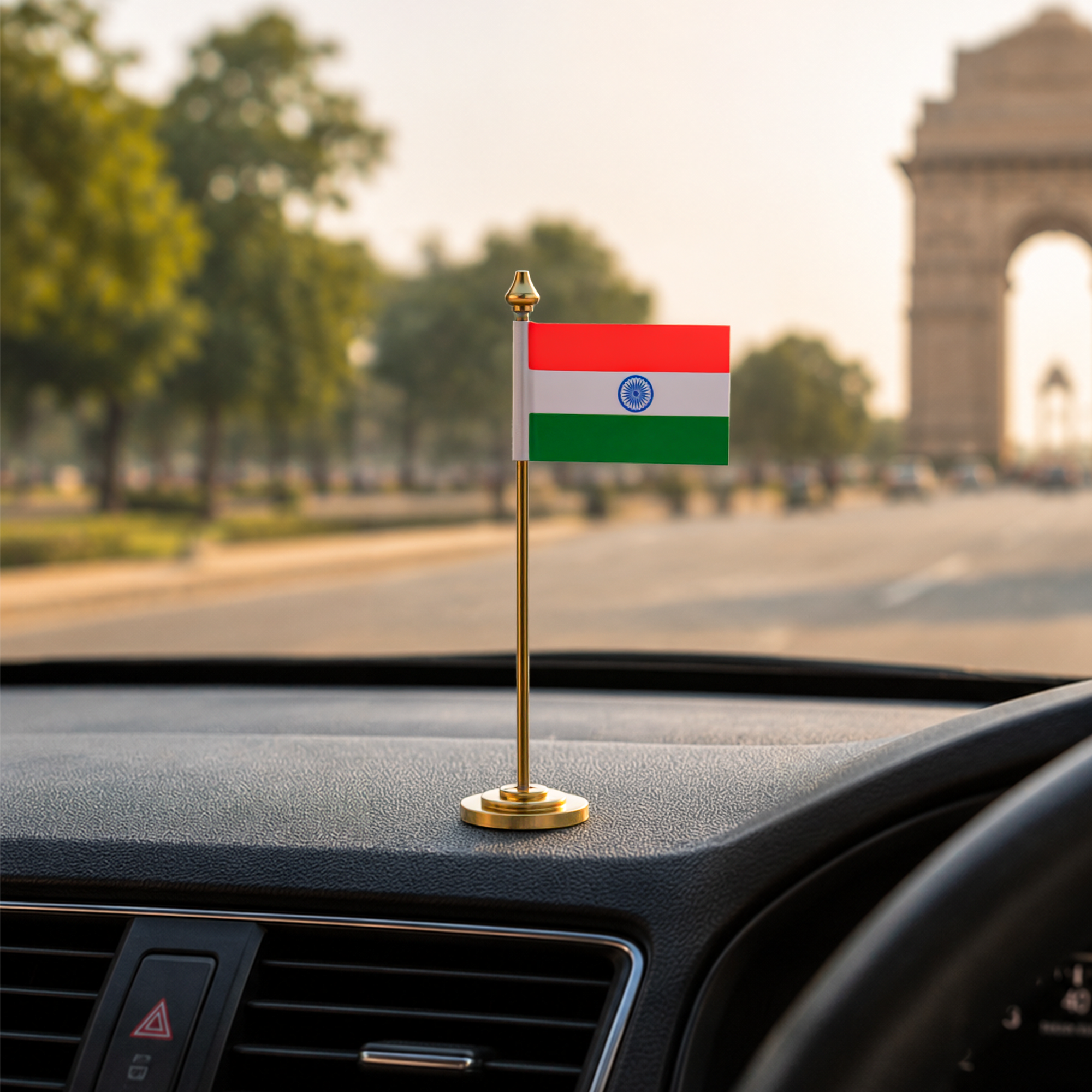 Indian Flag with Brass Base