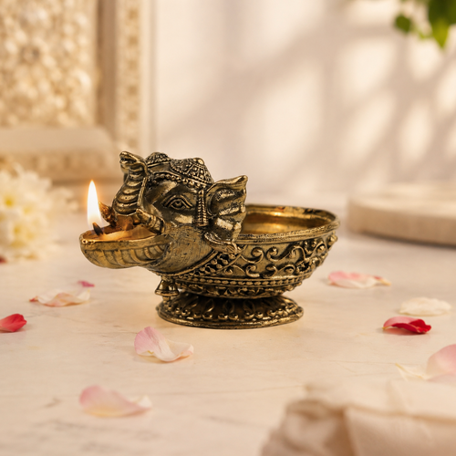 Elephant Brass Diya