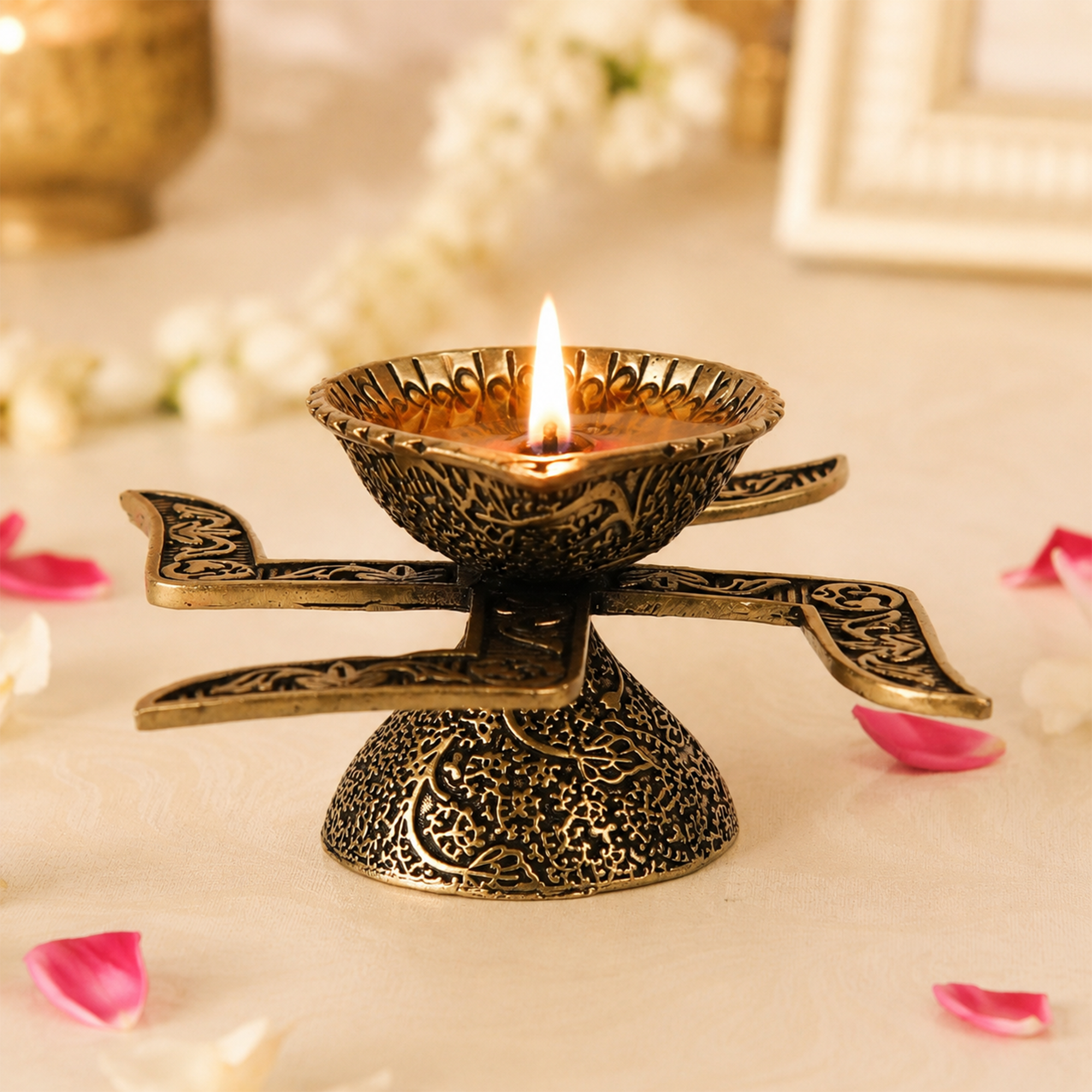 Antique Swastik Brass Diya