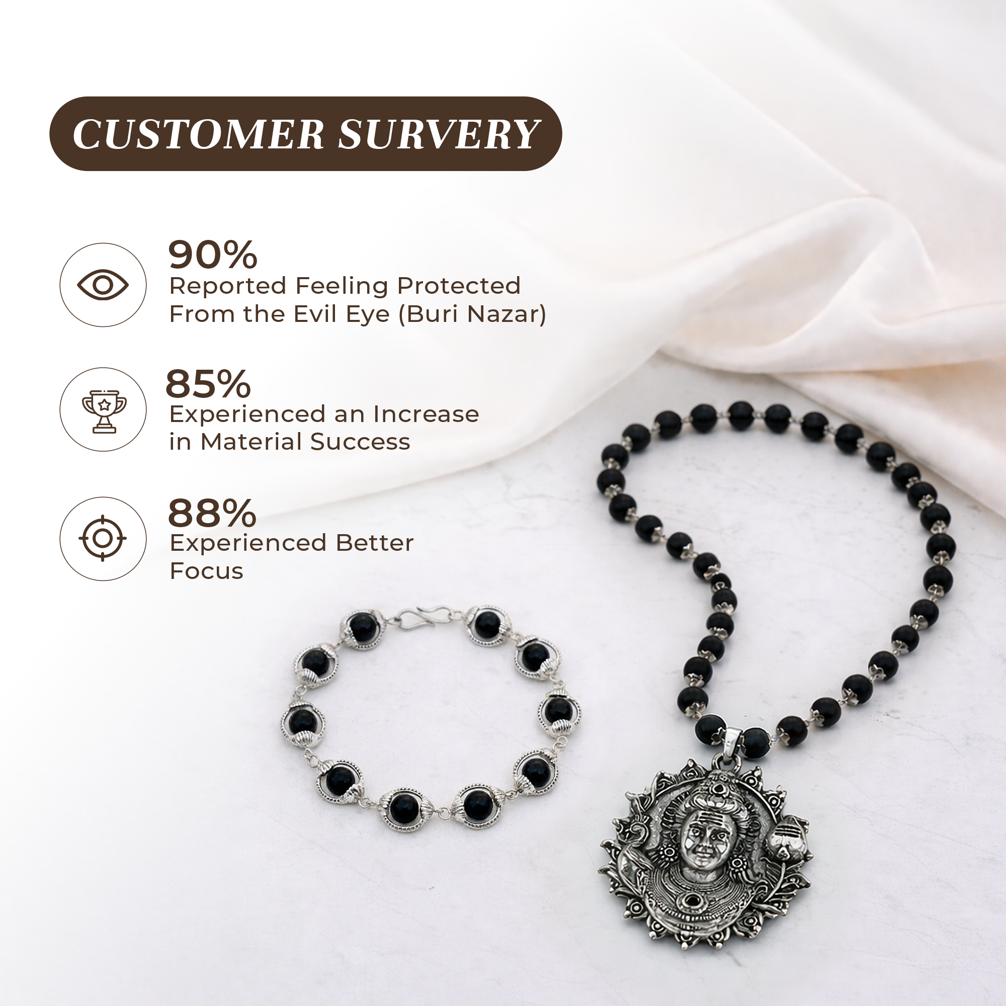 Karungali Cap Mala with Kartike Ji Locket & Karungali Malai Bracelet Combo