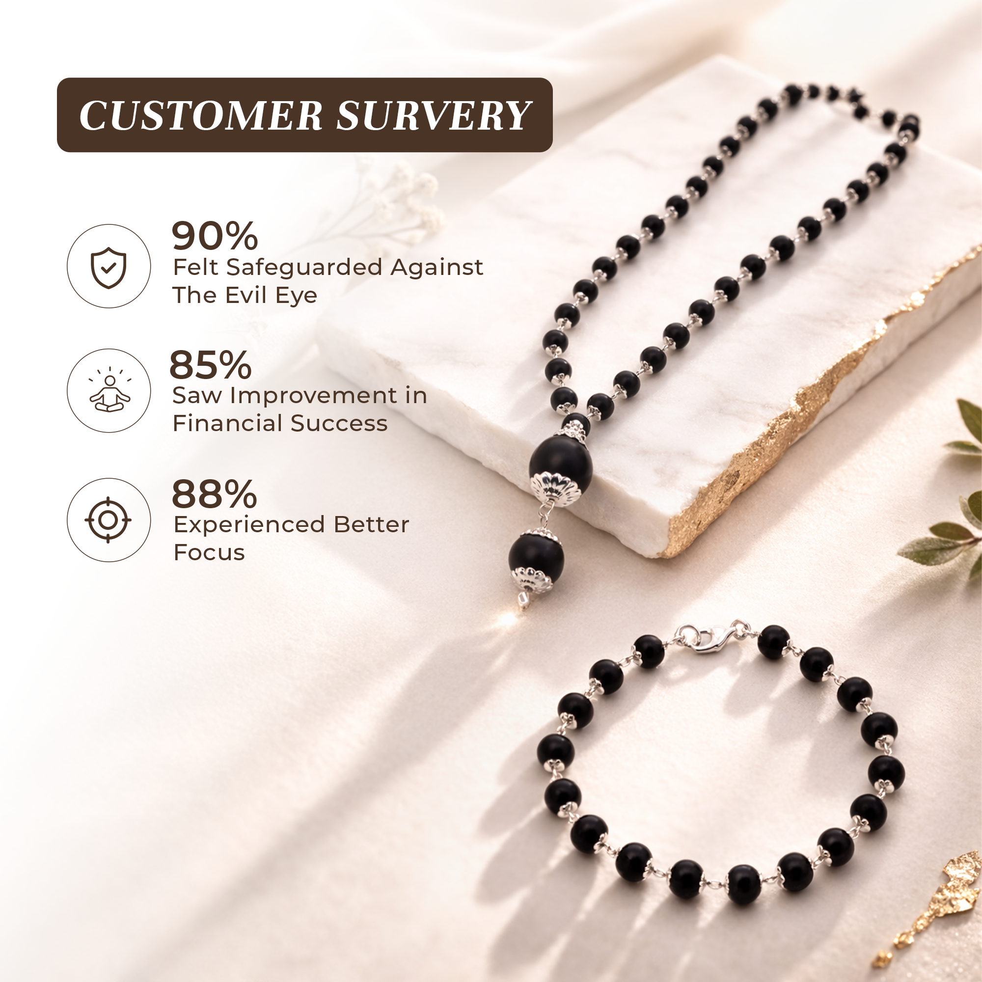 Karungali Cap Mala with Single Bead & Karungali Cap Bracelet Combo