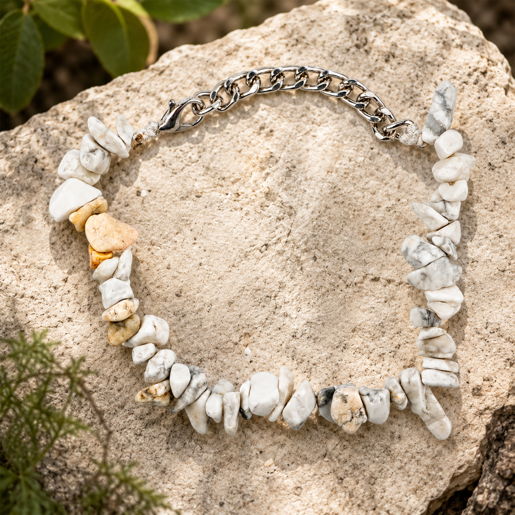 White Howlite Chip Stone Bracelet