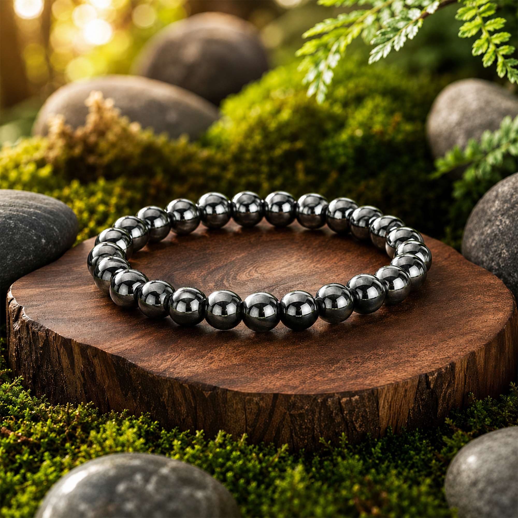 Grey Hematite Gemstone Bead Bracelet