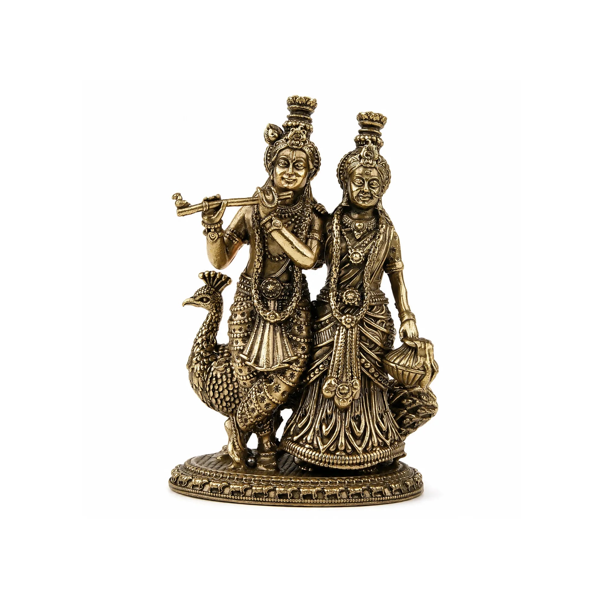 Brass Mayur Sang Radha Krishna Idol