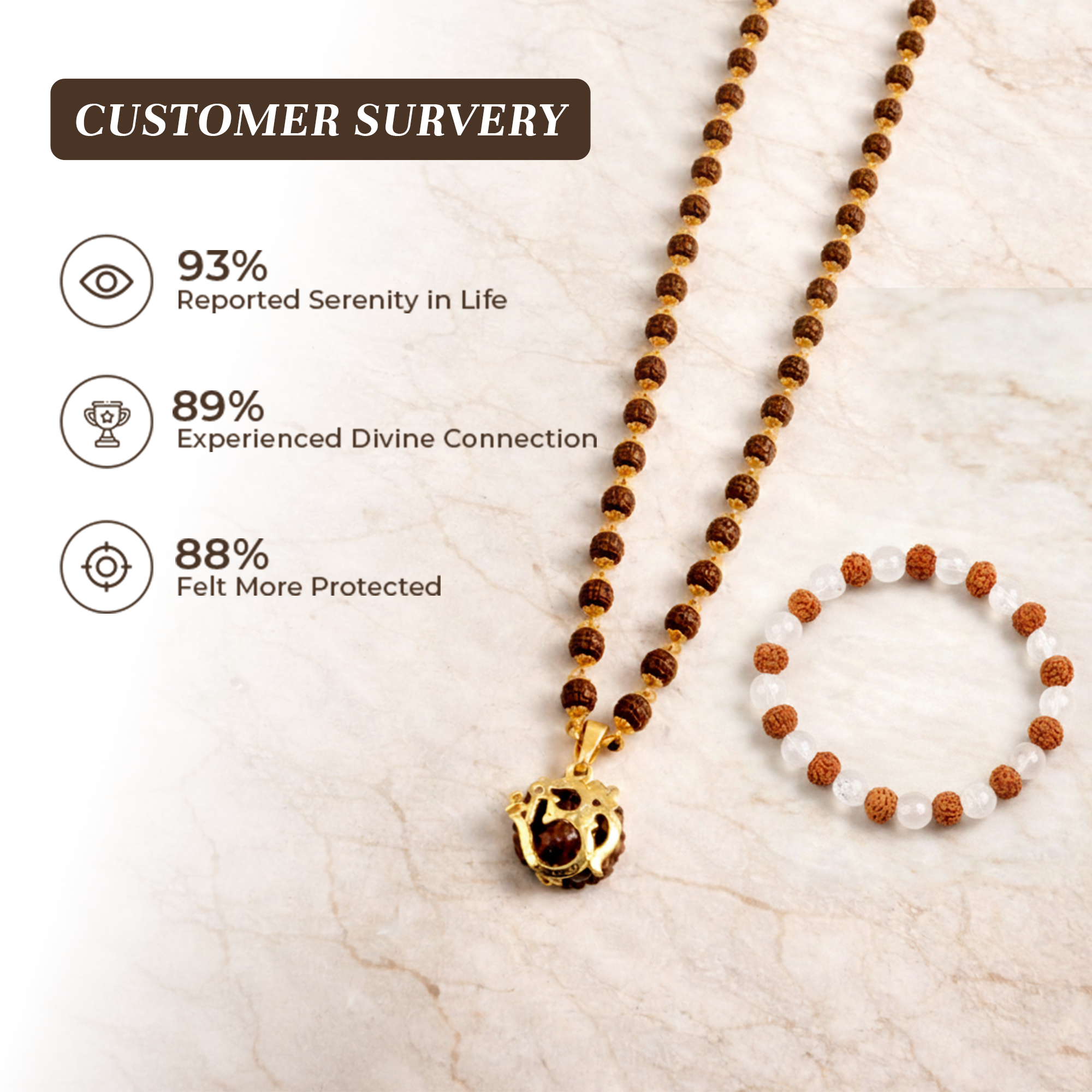 Rudraksha Golden Cap Mala with Single Rudraksha Bead & Rudraksha-Sphatik Bracelet Combo