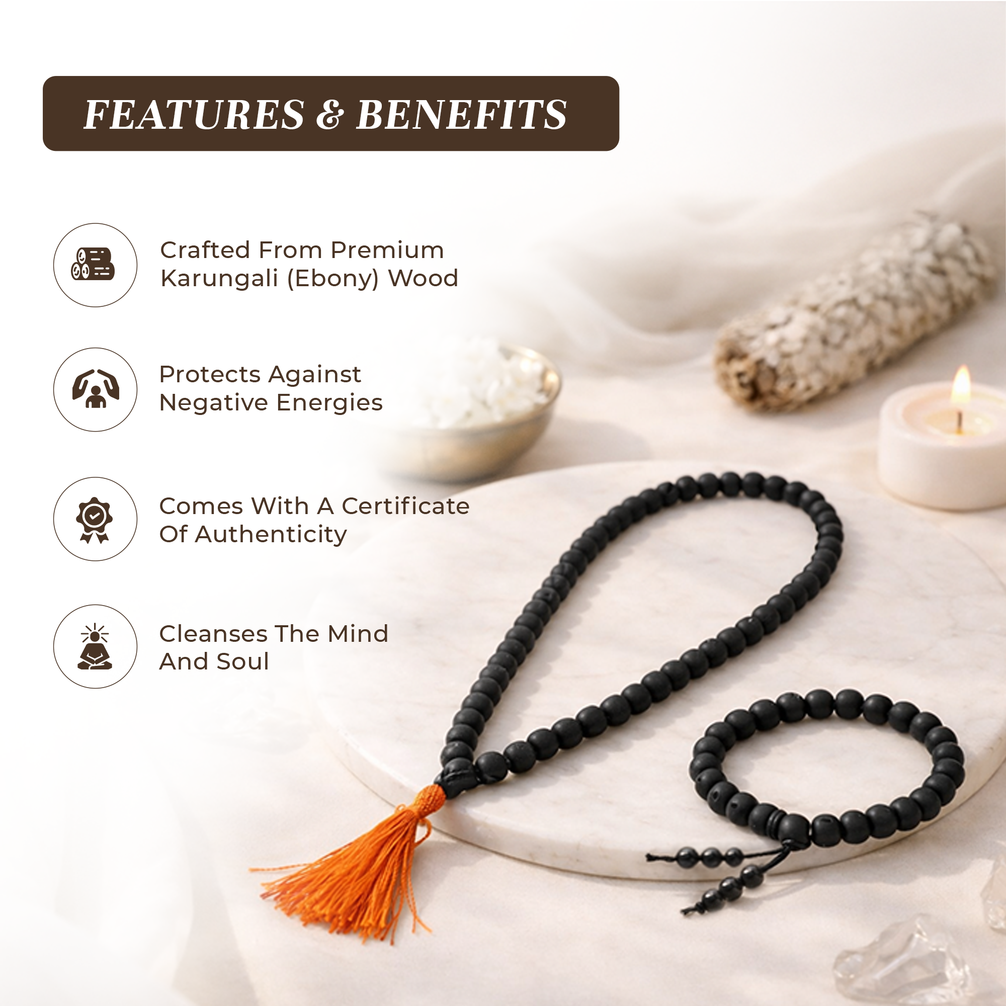 Karungali Mala & Karungali Bracelet Combo