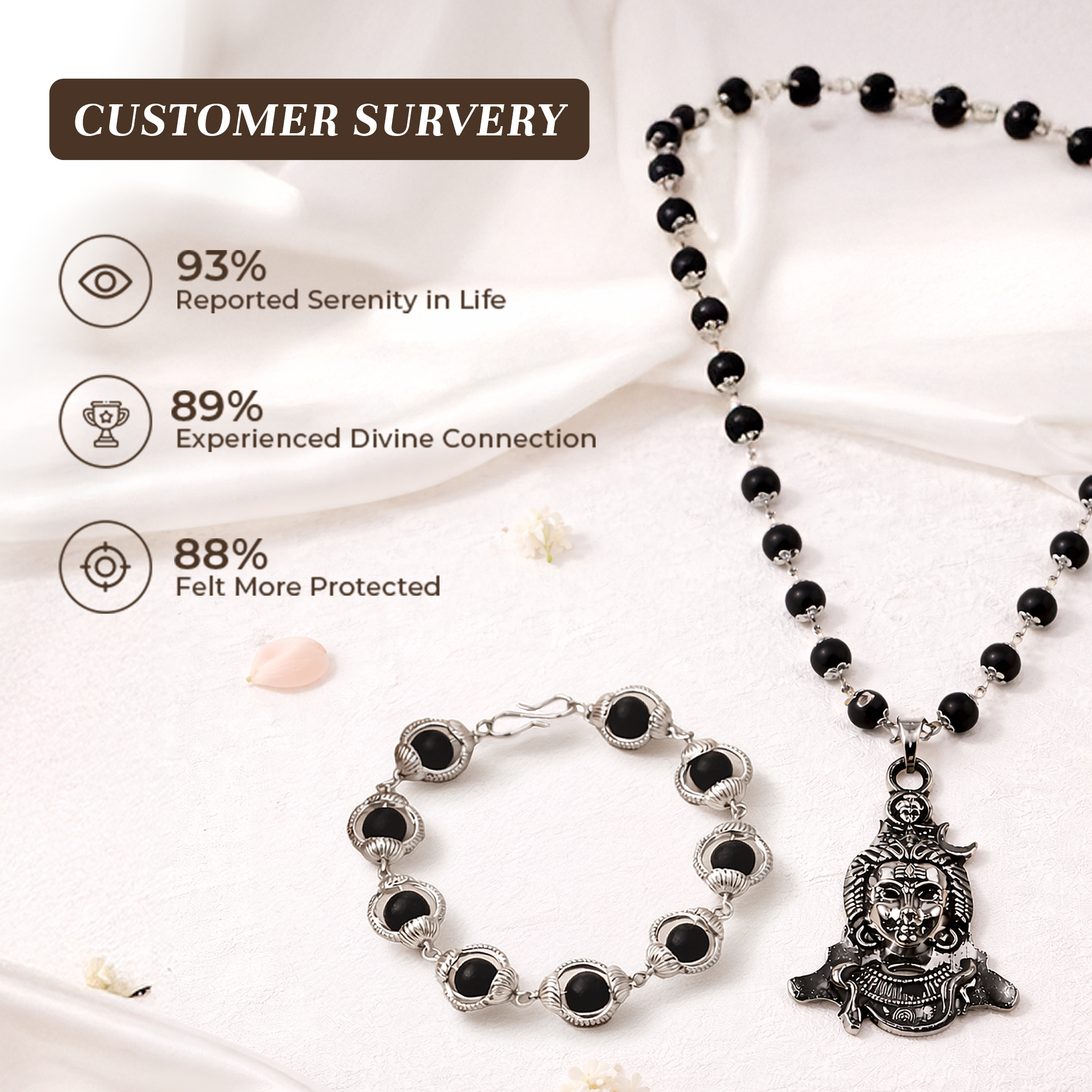 Karungali Cap Mala with Shiv Locket & Karungali Malai Bracelet Combo