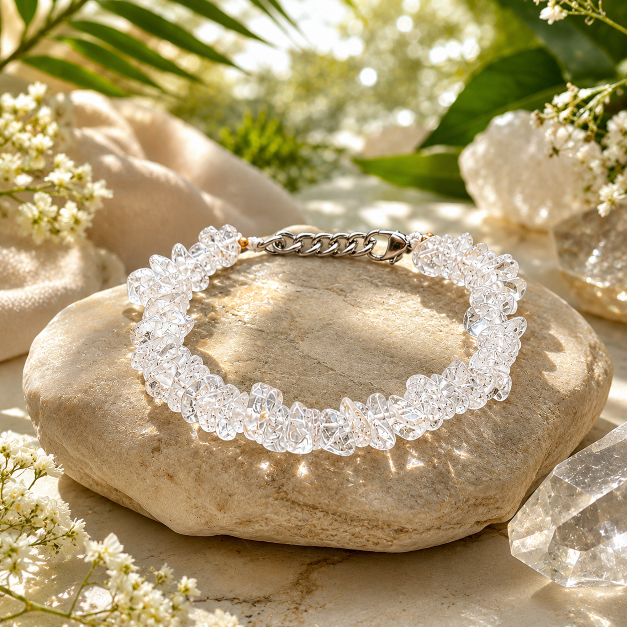 Natural Clear Quartz Chip Bracelets