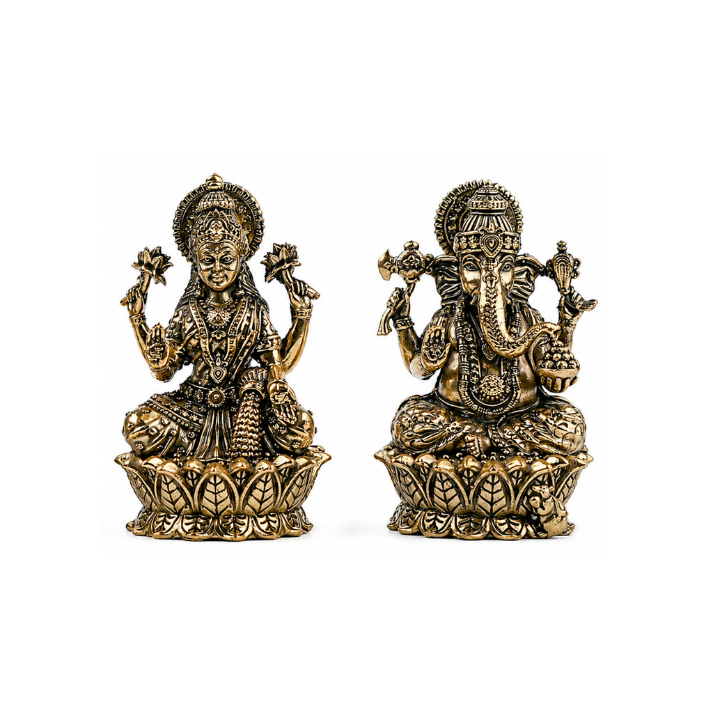 Divine Laxmi Ganesha Brass Idol