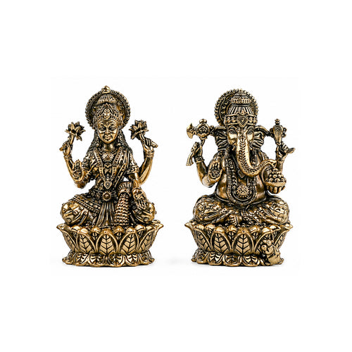 Divine Laxmi Ganesha Brass Idol
