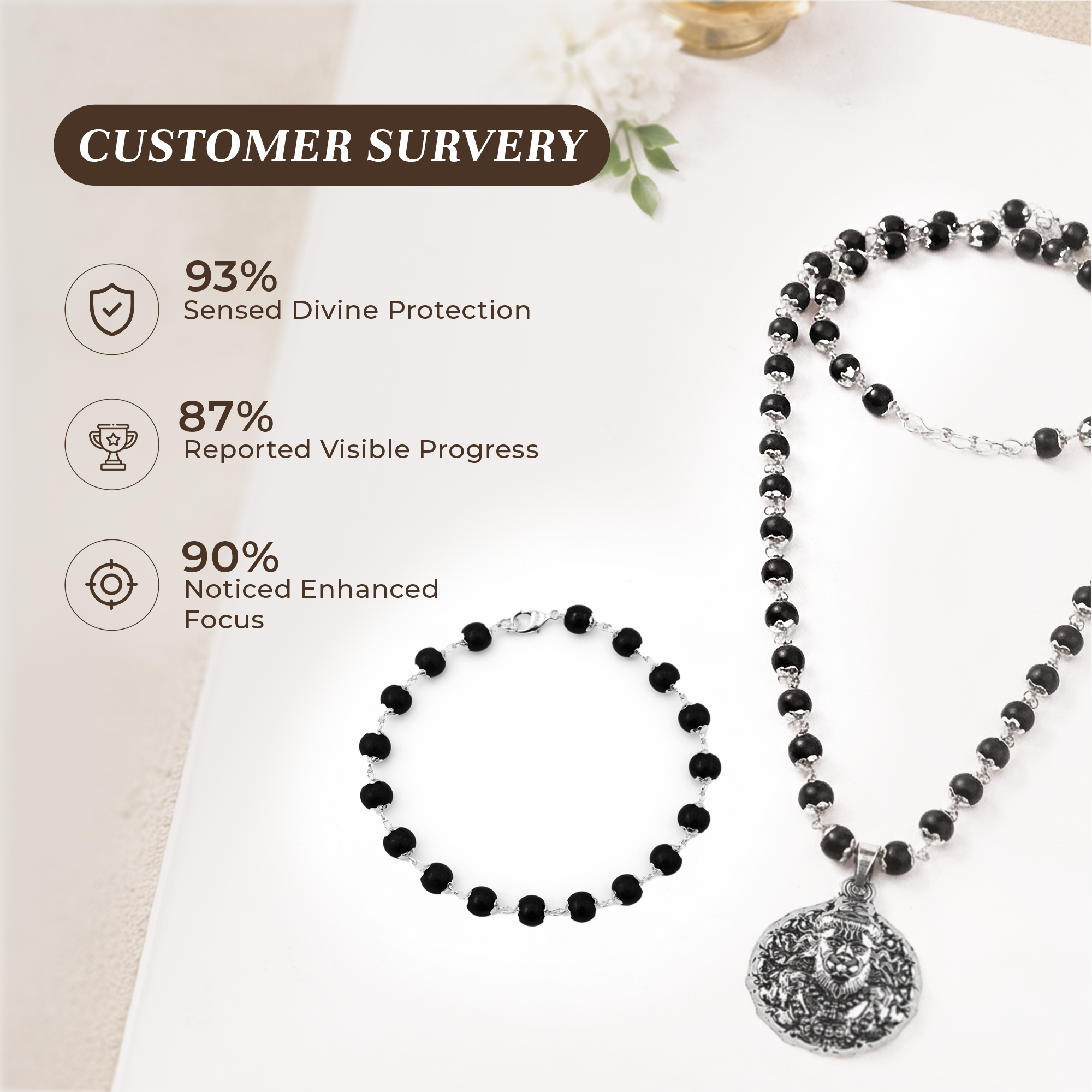 Veer Hanuman Karungali Cap Mala & Karungali Cap Bracelet Combo