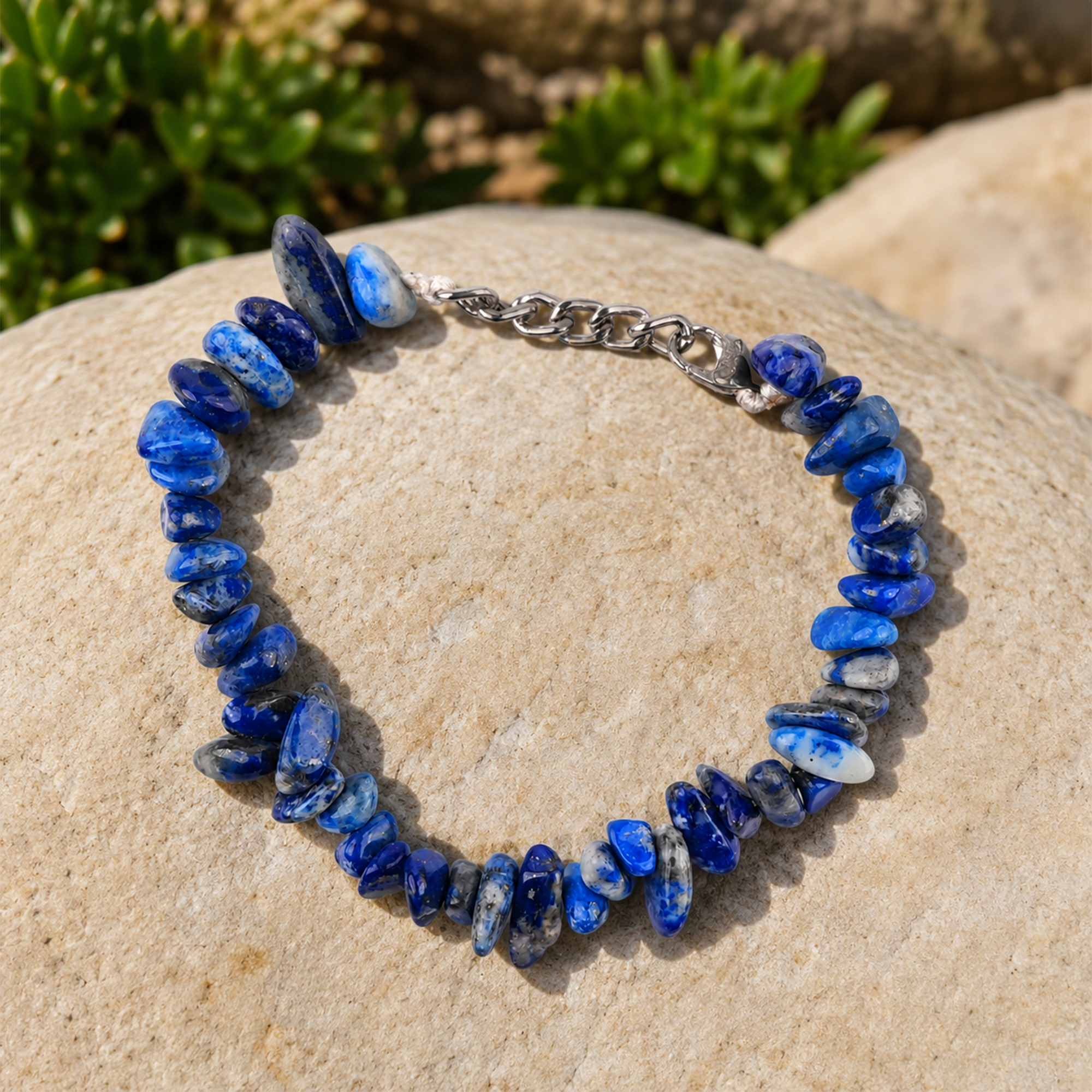 Blue Lapis Lazuli Chip Bracelet