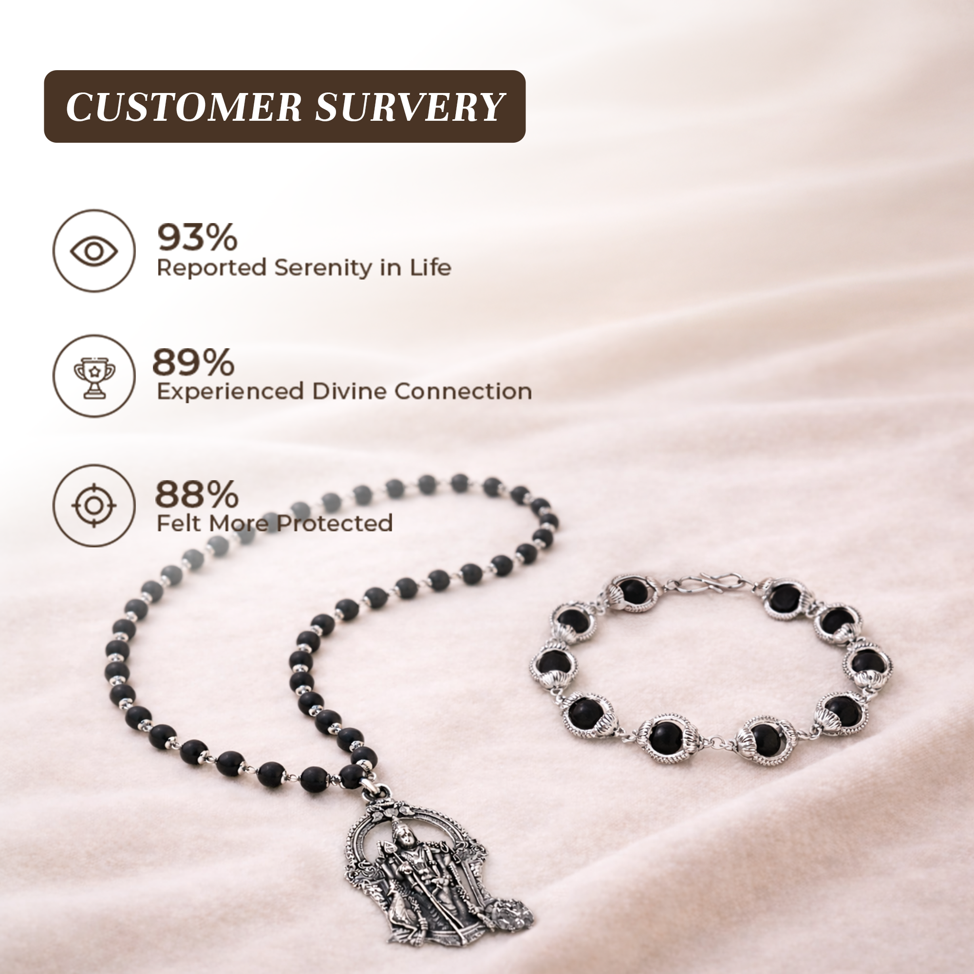 Karungali Cap Mala with Murugan Swami Locket & Karungali Malai Bracelet Combo