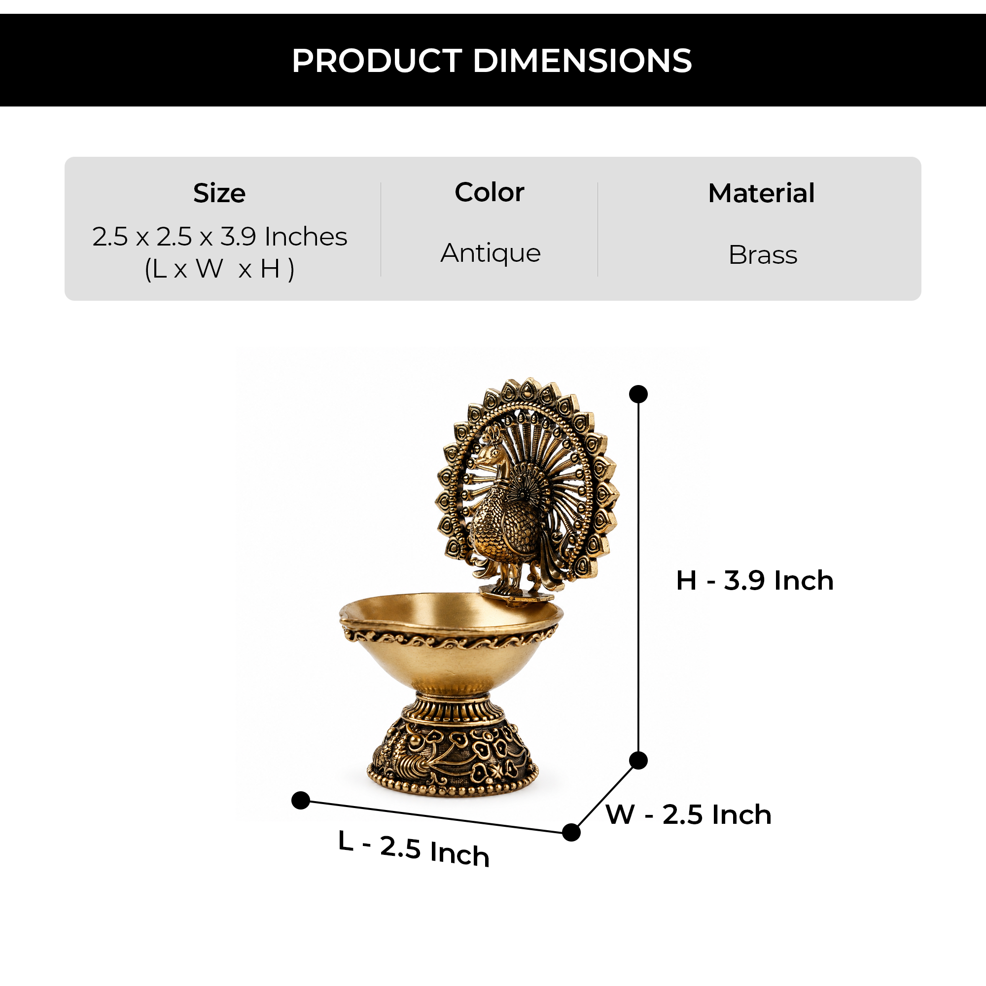 Peacock Brass Diya