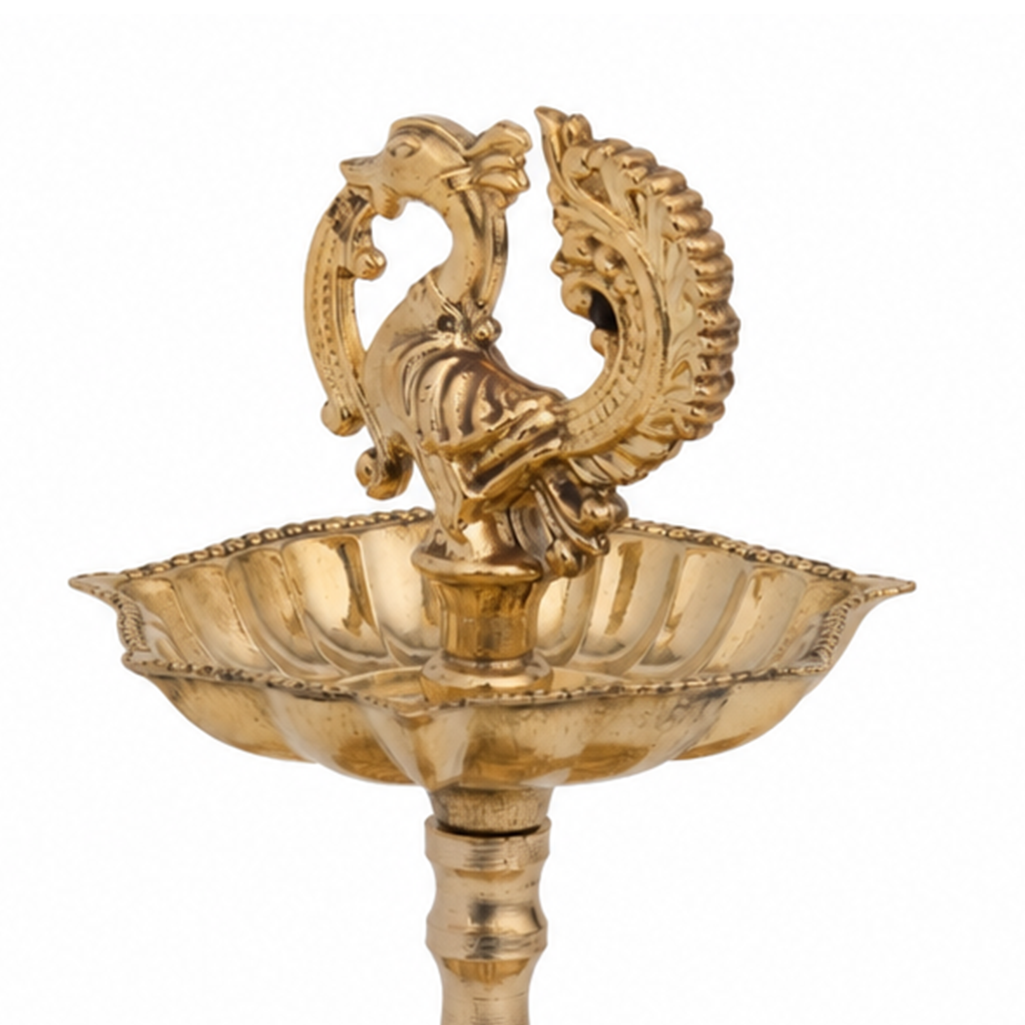 2-tier Brass Peacock Oil Lamp
