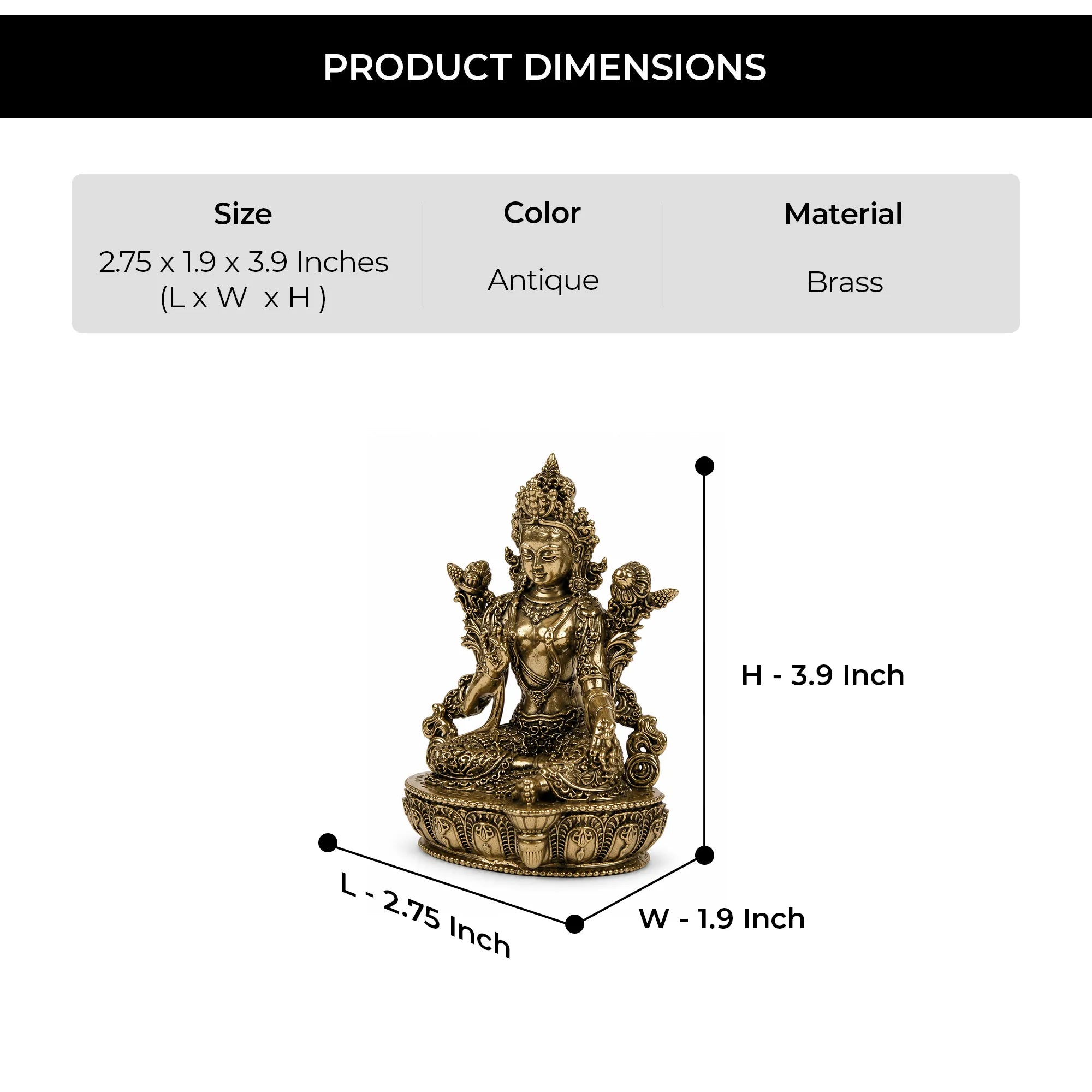 Goddess Green Tara Brass Statue