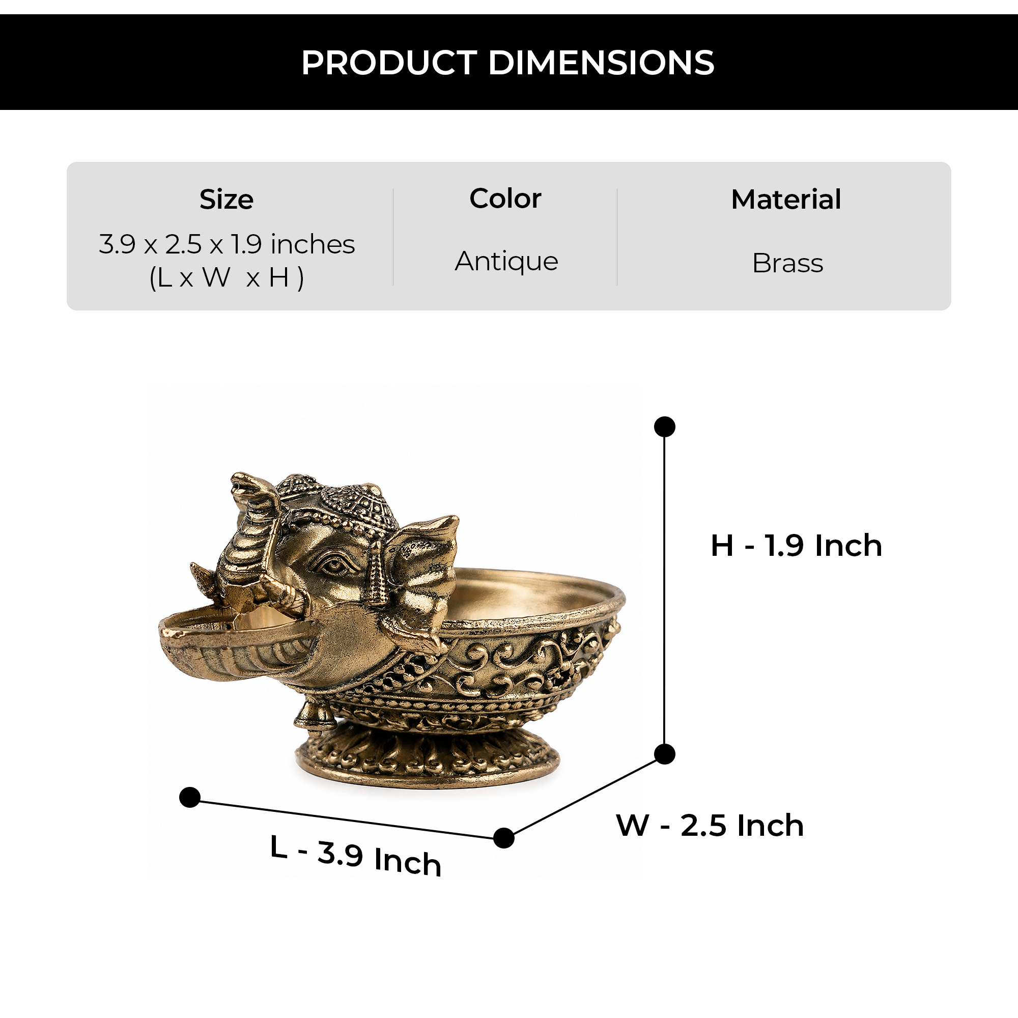 Elephant Brass Diya