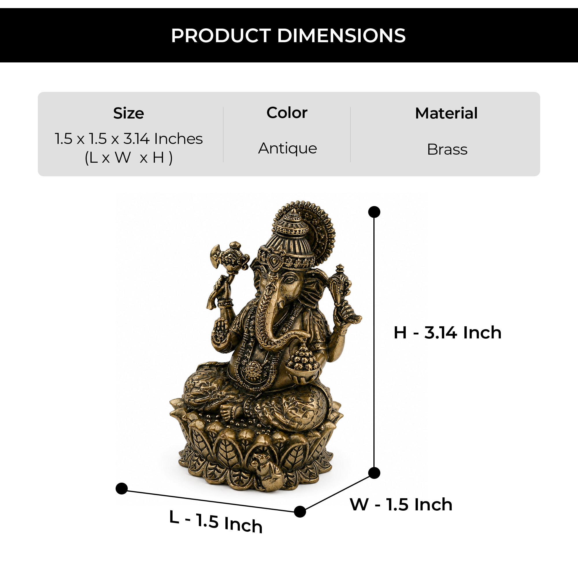 Lord Vinayaka Brass Idol