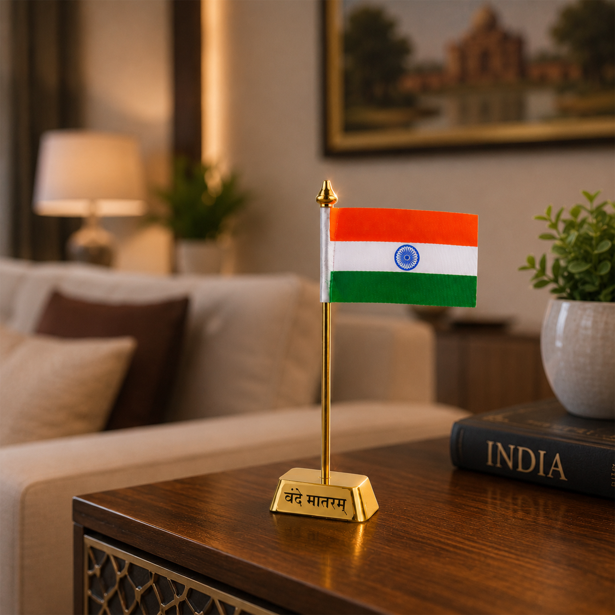 Indian Flag with Vandemataram Base