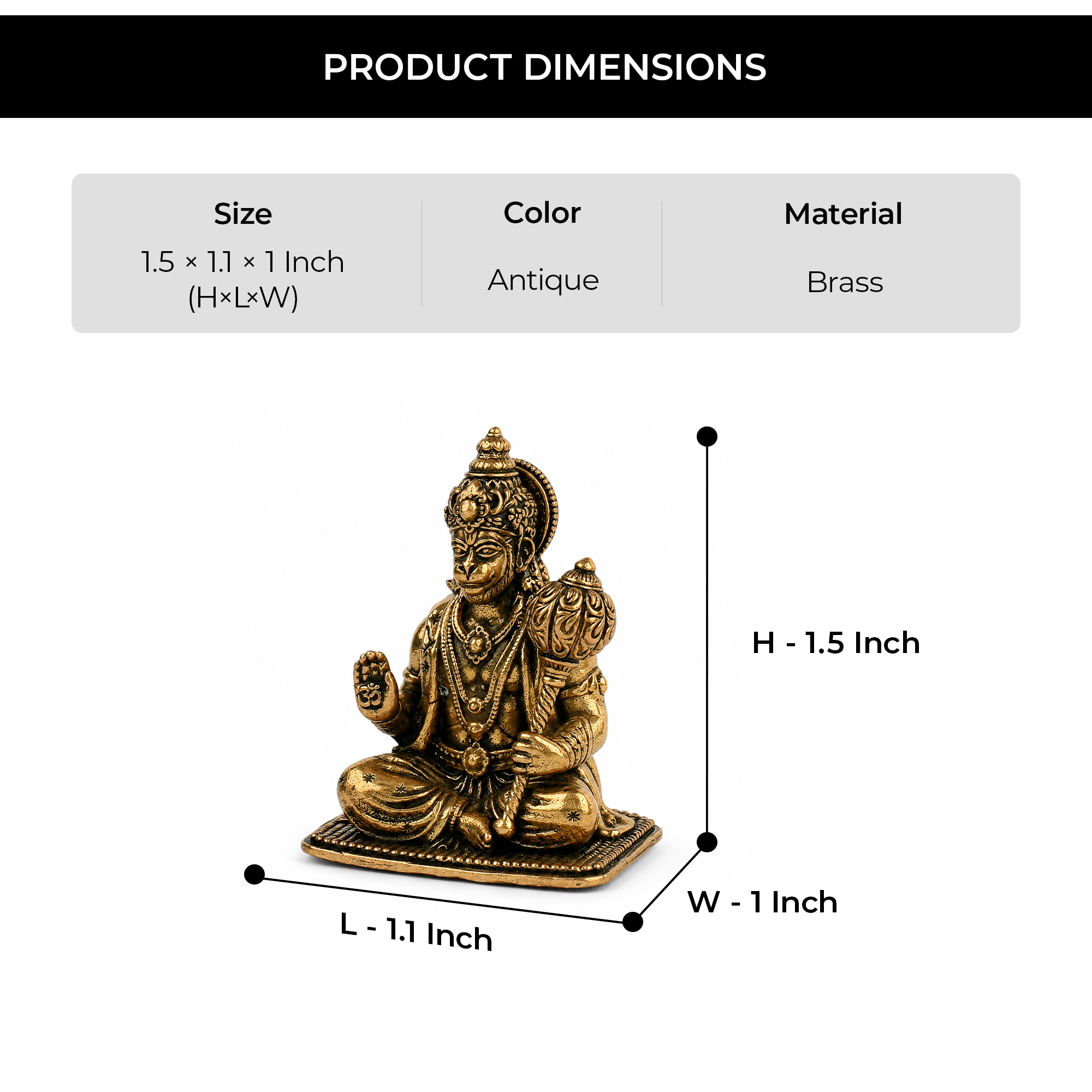 Antique Hanuman Ji Brass Statue