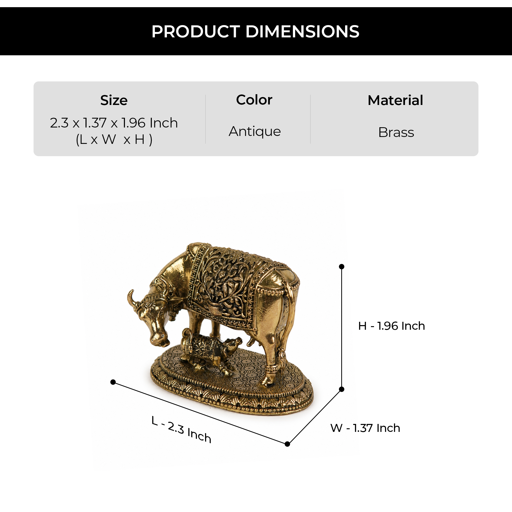 Kamdhenu Gau Mata Brass Murti