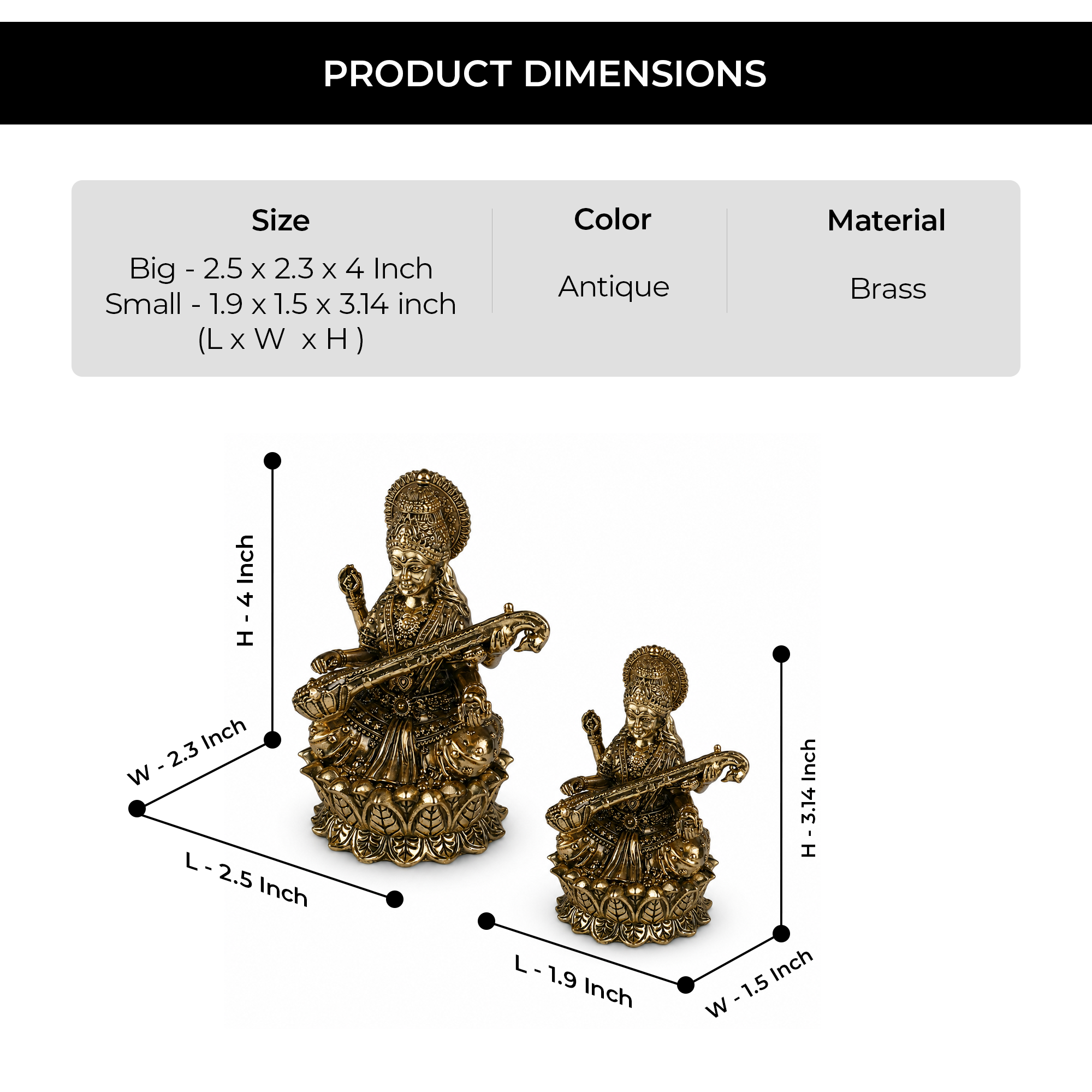 Maa Saraswati Lotus Brass Idol