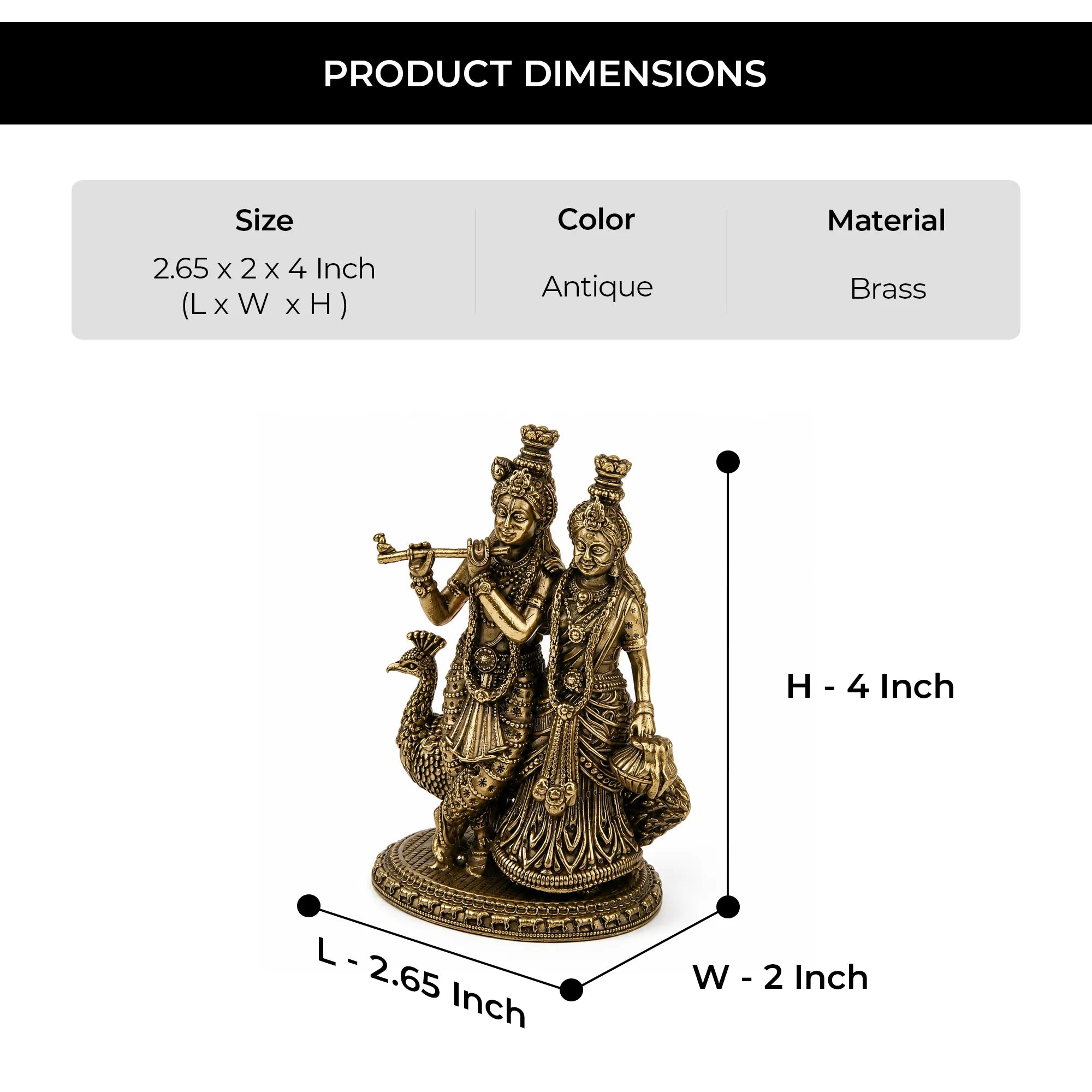 Brass Mayur Sang Radha Krishna Idol