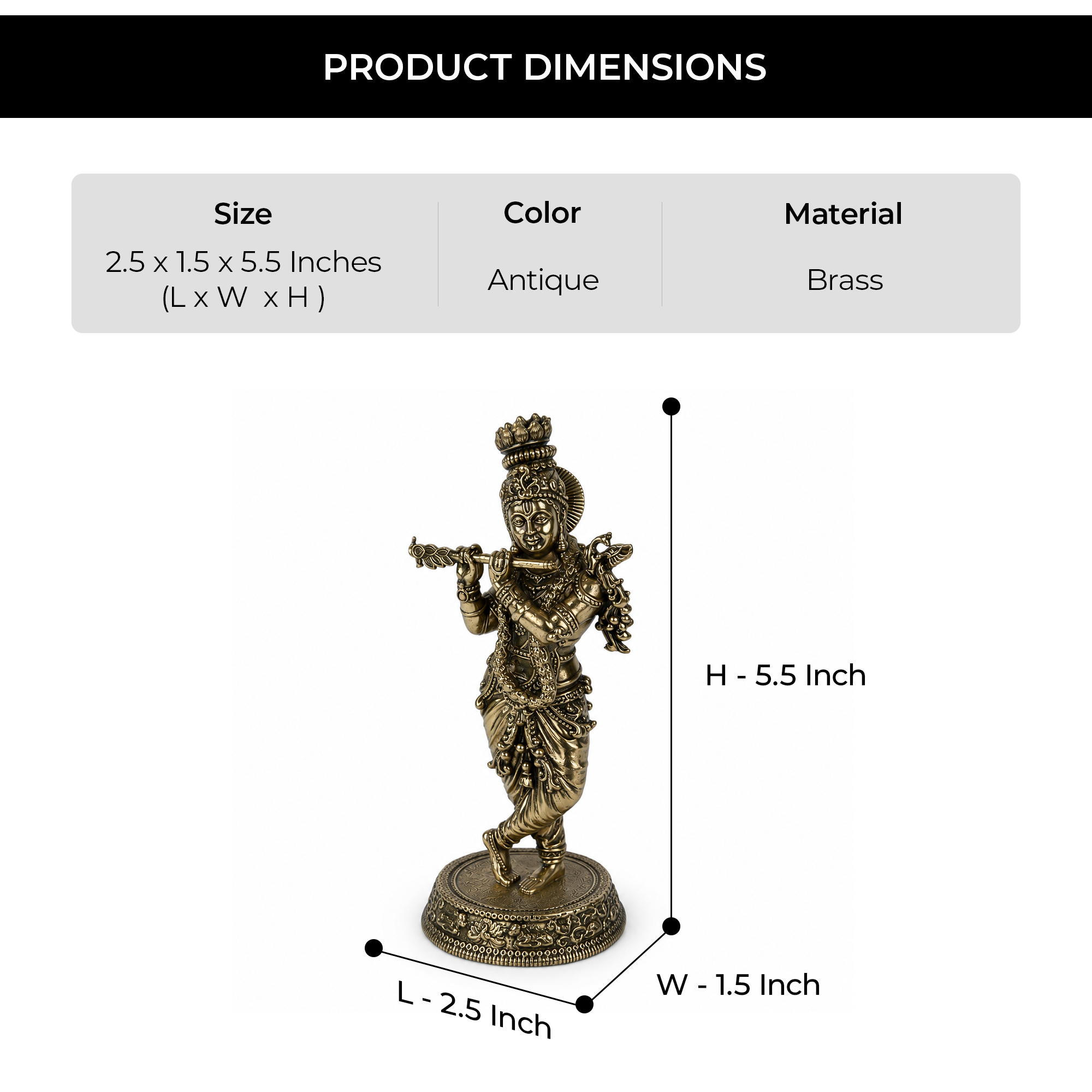 Lord Krishna Brass Idol