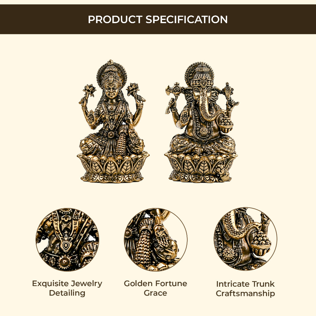 Divine Laxmi Ganesha Brass Idol