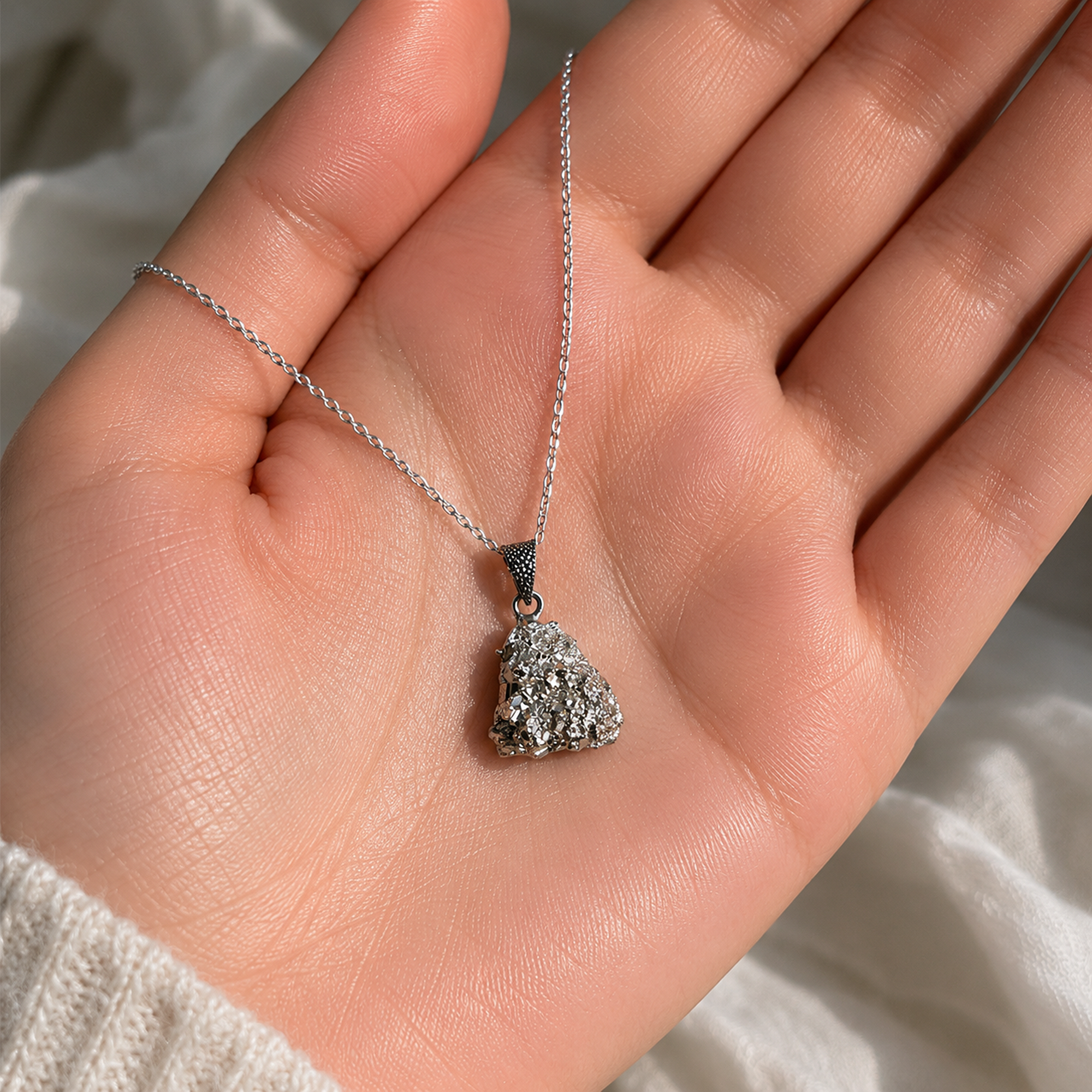 Raw Pyrite Cluster Locket