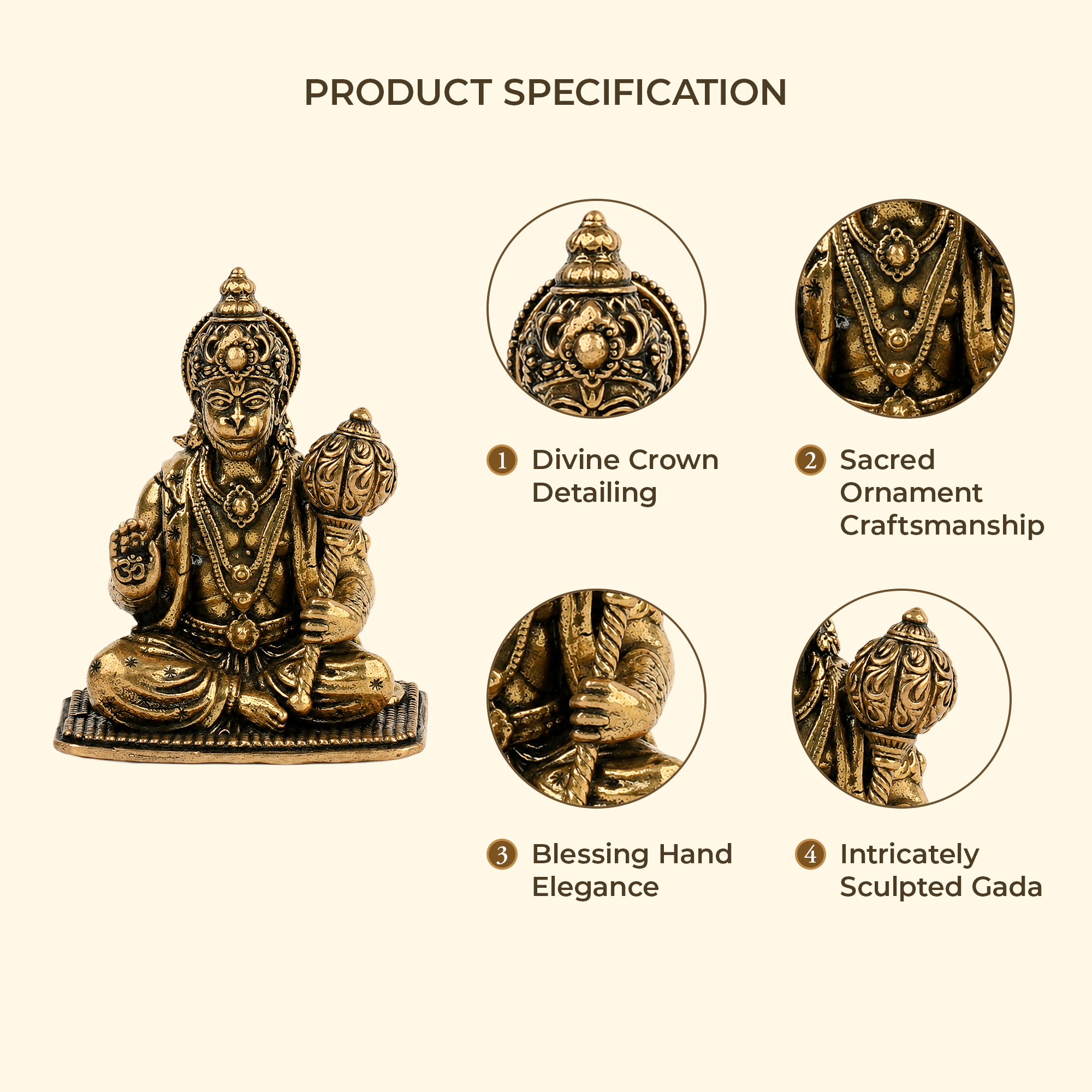 Antique Hanuman Ji Brass Statue