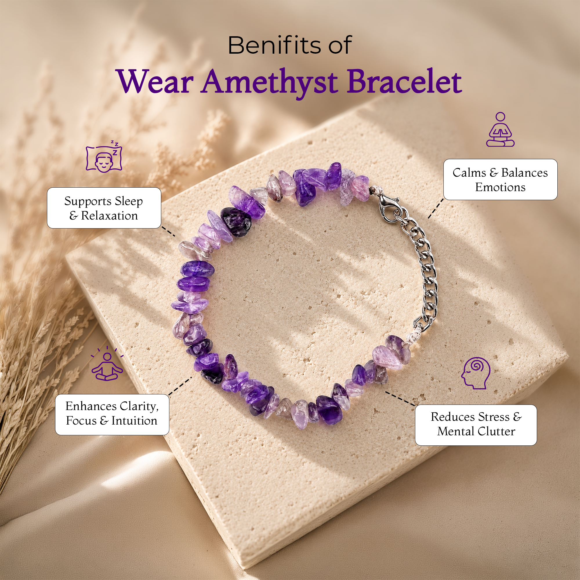 Amethyst Healing Stone Bracelet