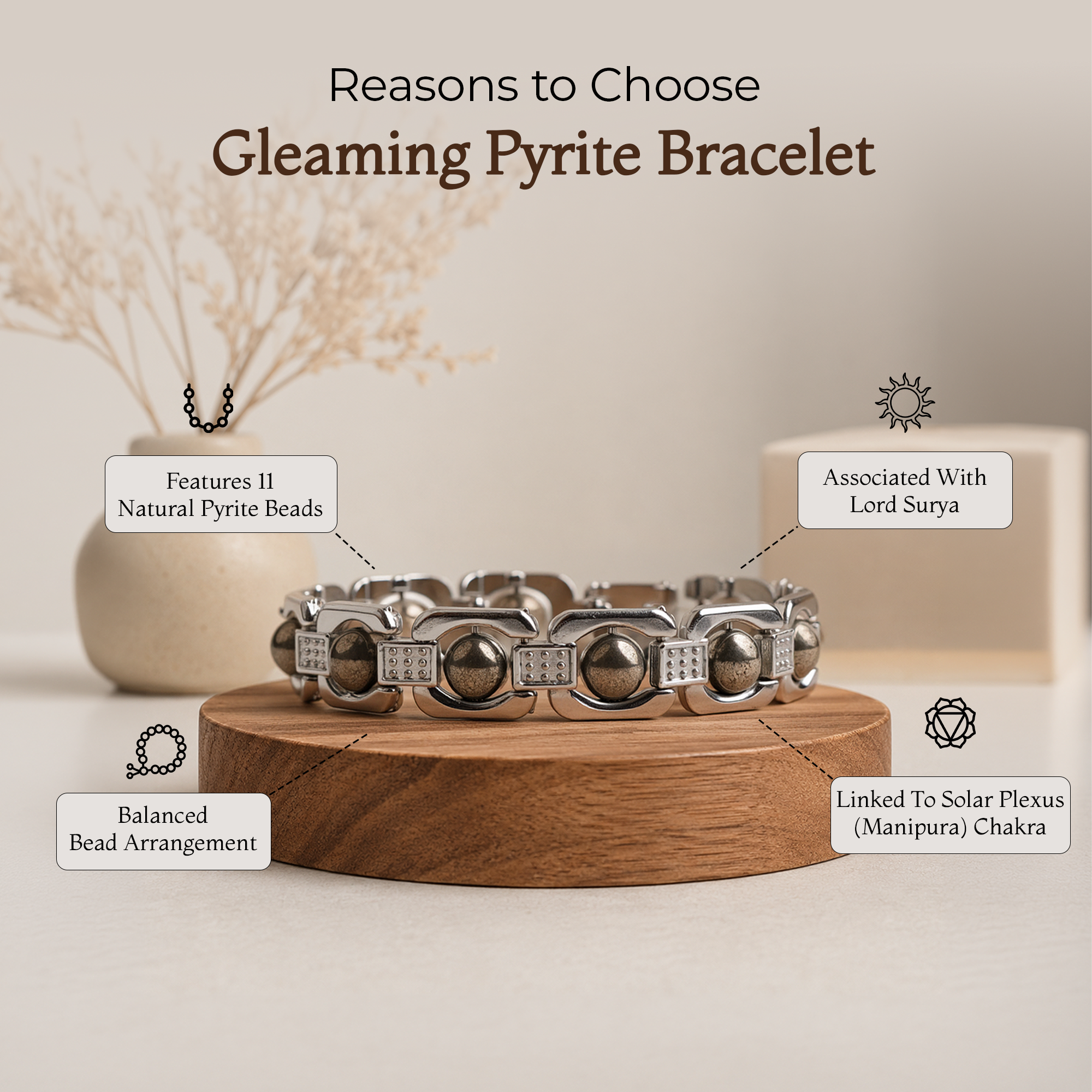 Gleaming Pyrite Beads Bracelet