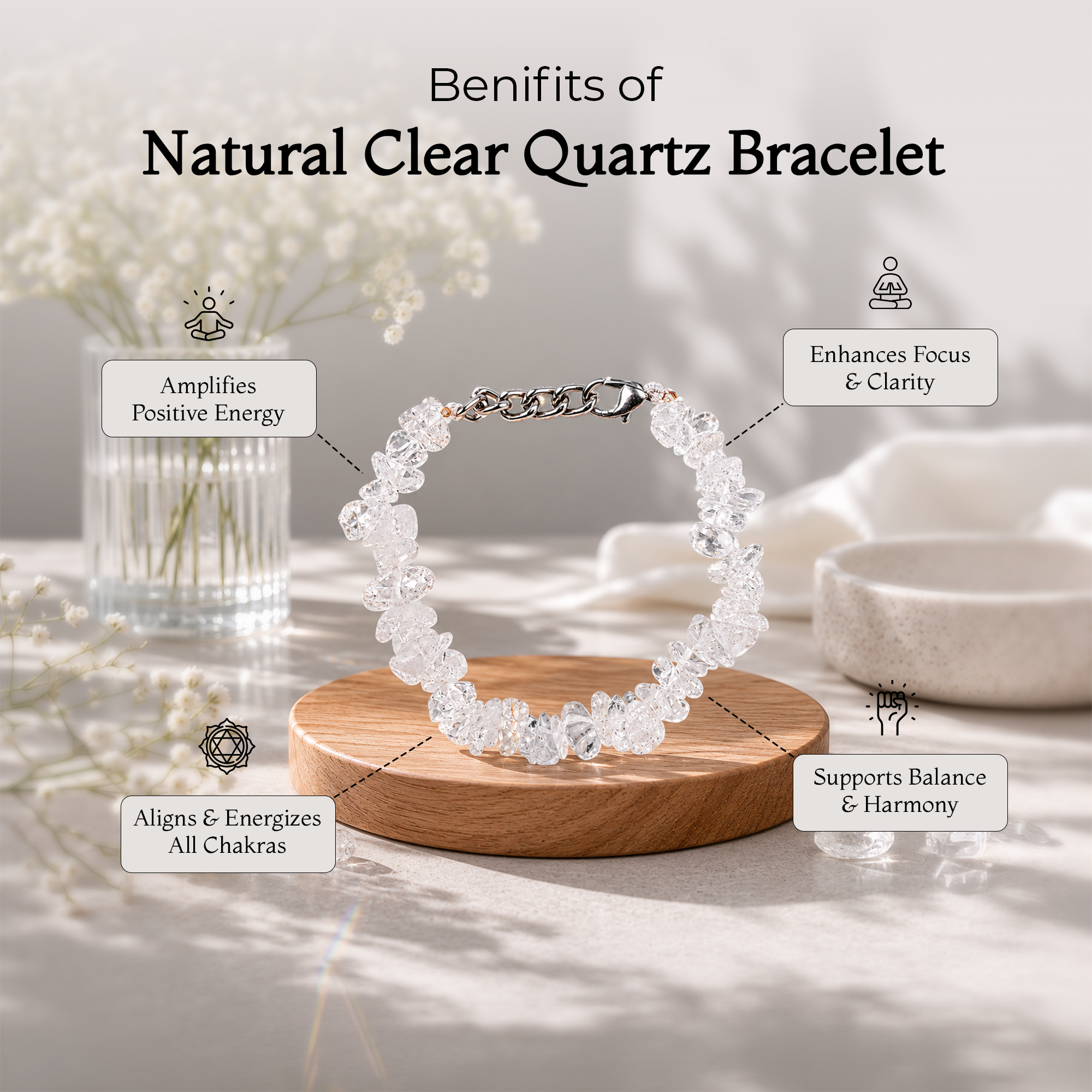 Natural Clear Quartz Chip Bracelets
