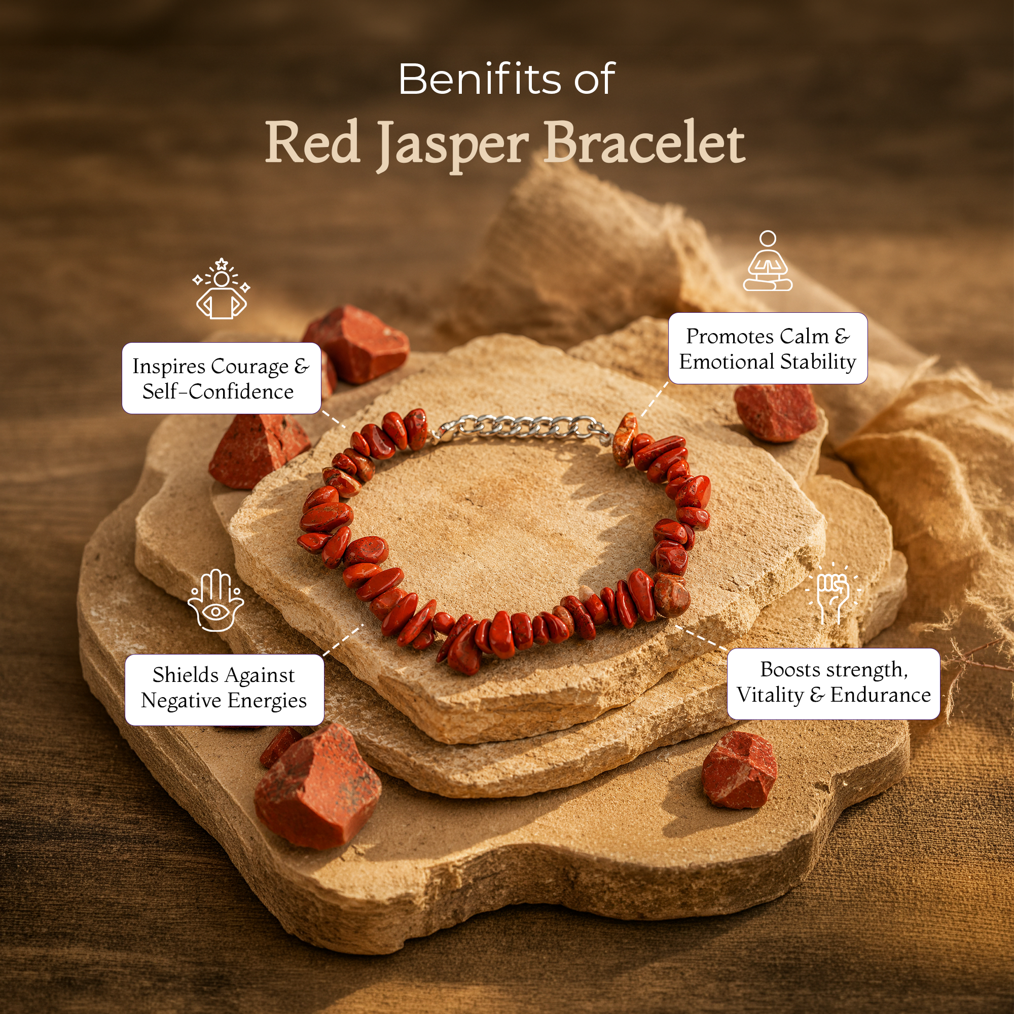 Red Jasper Chip Stone Bracelet