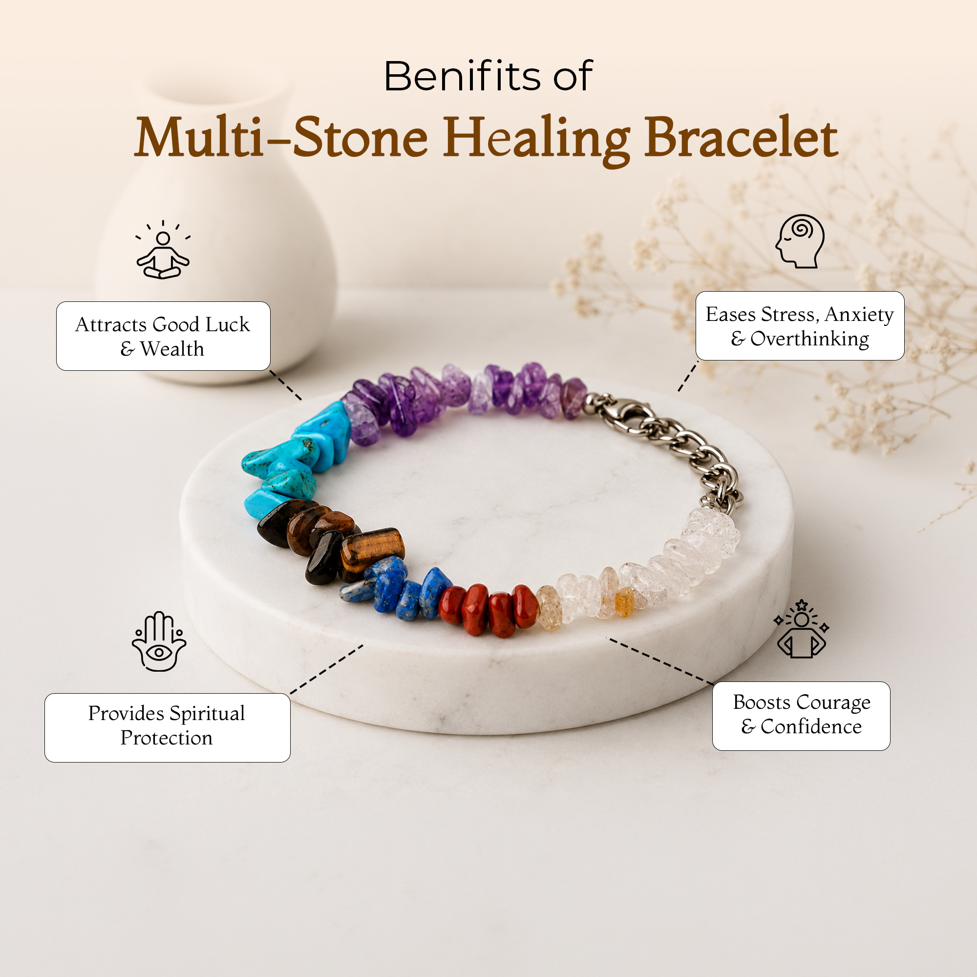 Multi-Stone Healing Chip Bracelet