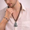 Karungali Cap Mala with Shiv Locket & Karungali Malai Bracelet Combo