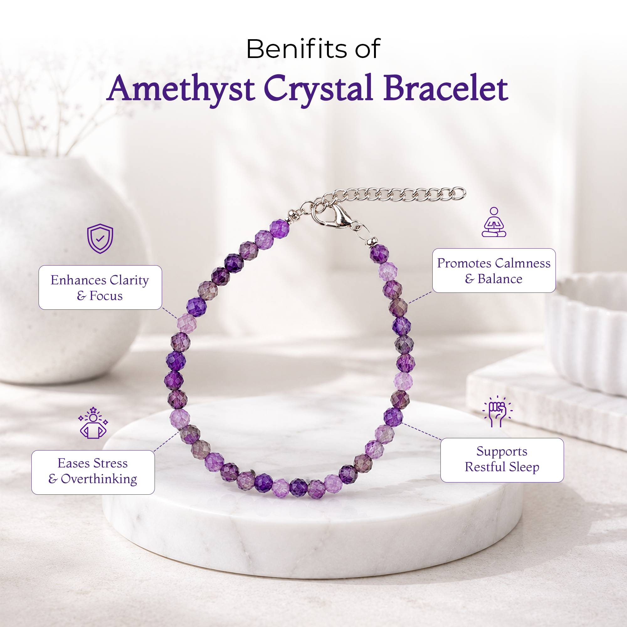Amethyst Crystal Calming Bracelet