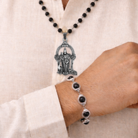 Karungali Cap Mala with Murugan Swami Locket & Karungali Malai Bracelet Combo